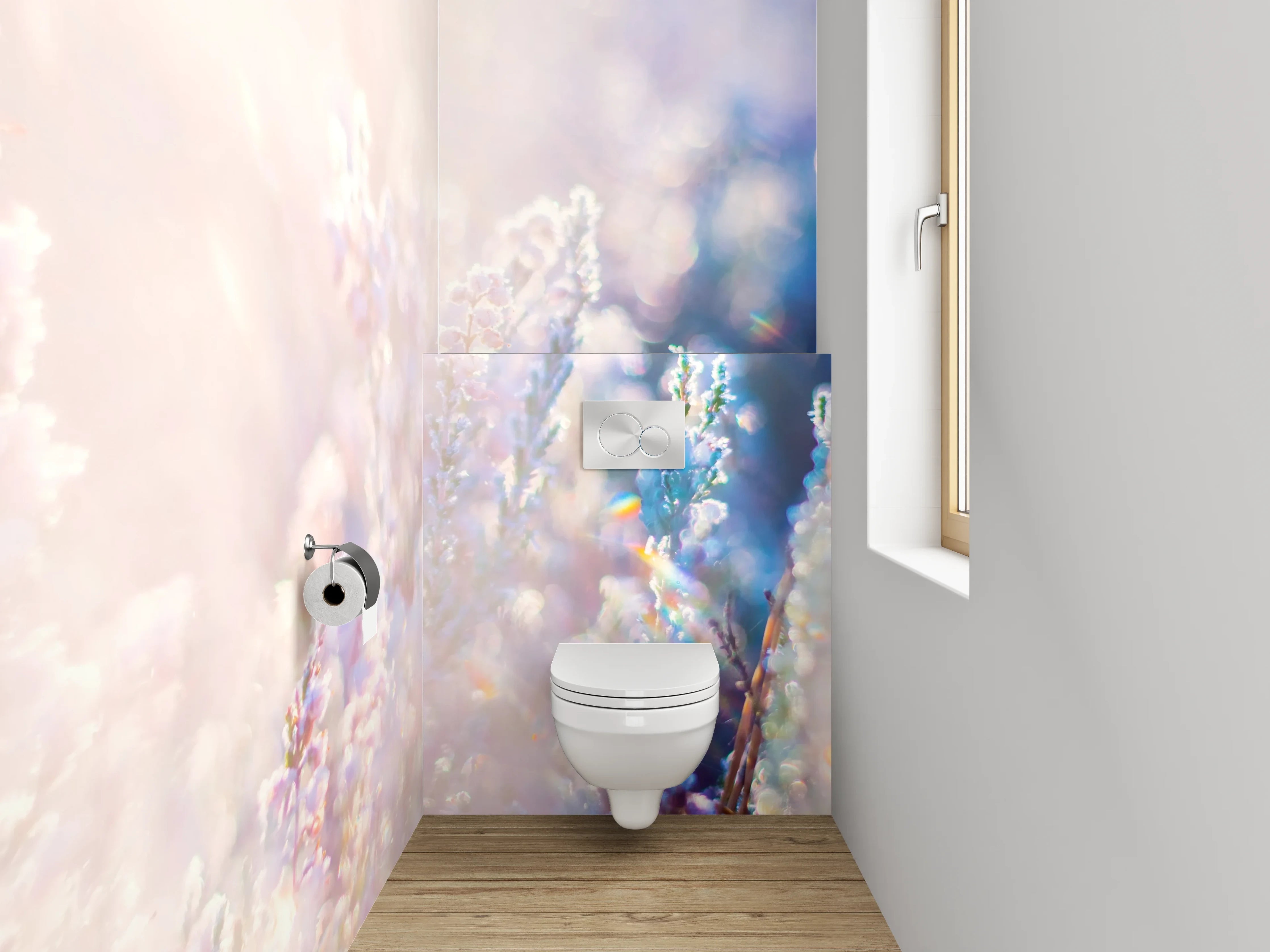 WC-Rückwand - Sanfte Lavendelwiese im Morgenlicht
