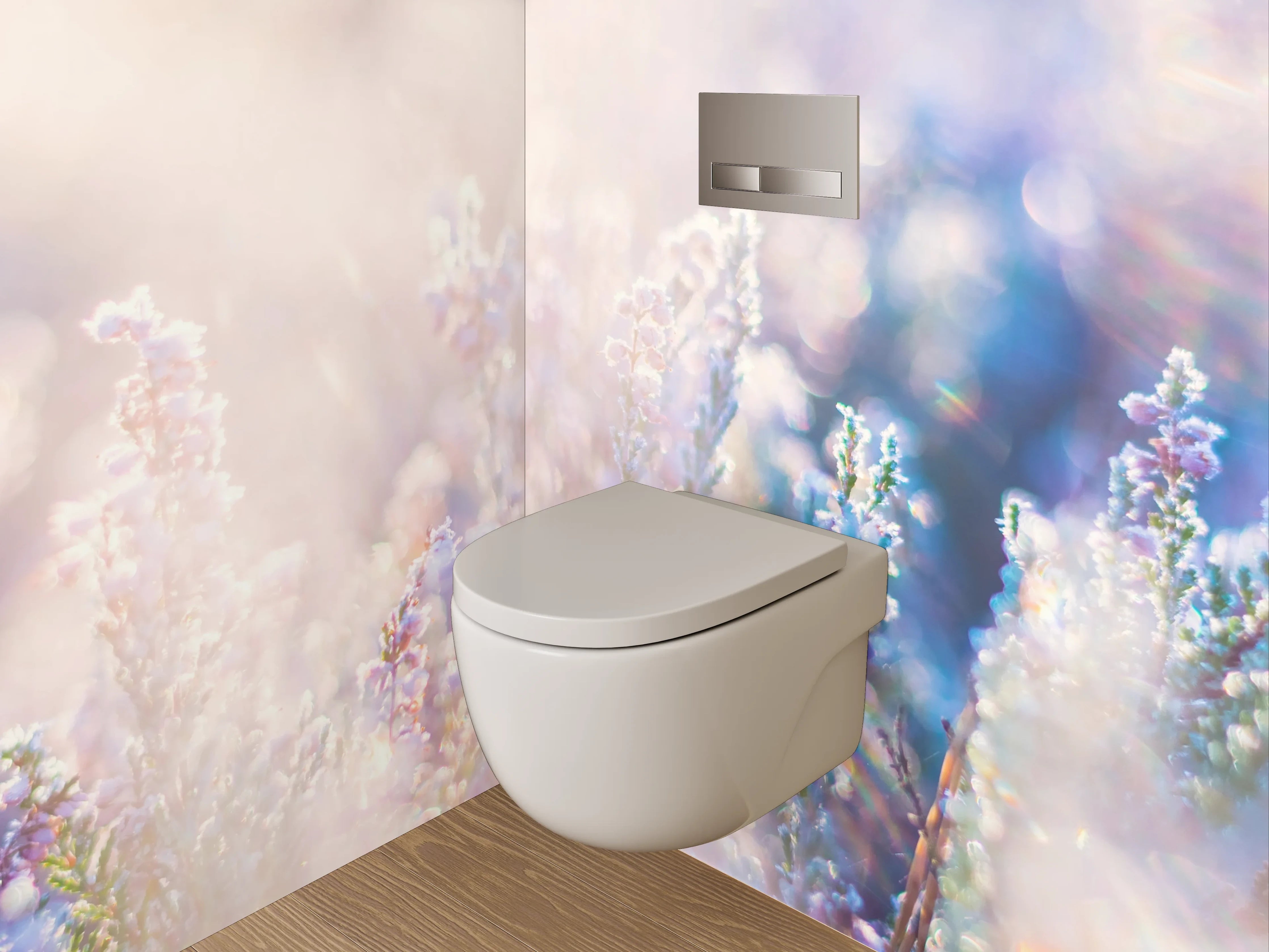 WC-Rückwand - Sanfte Lavendelwiese im Morgenlicht