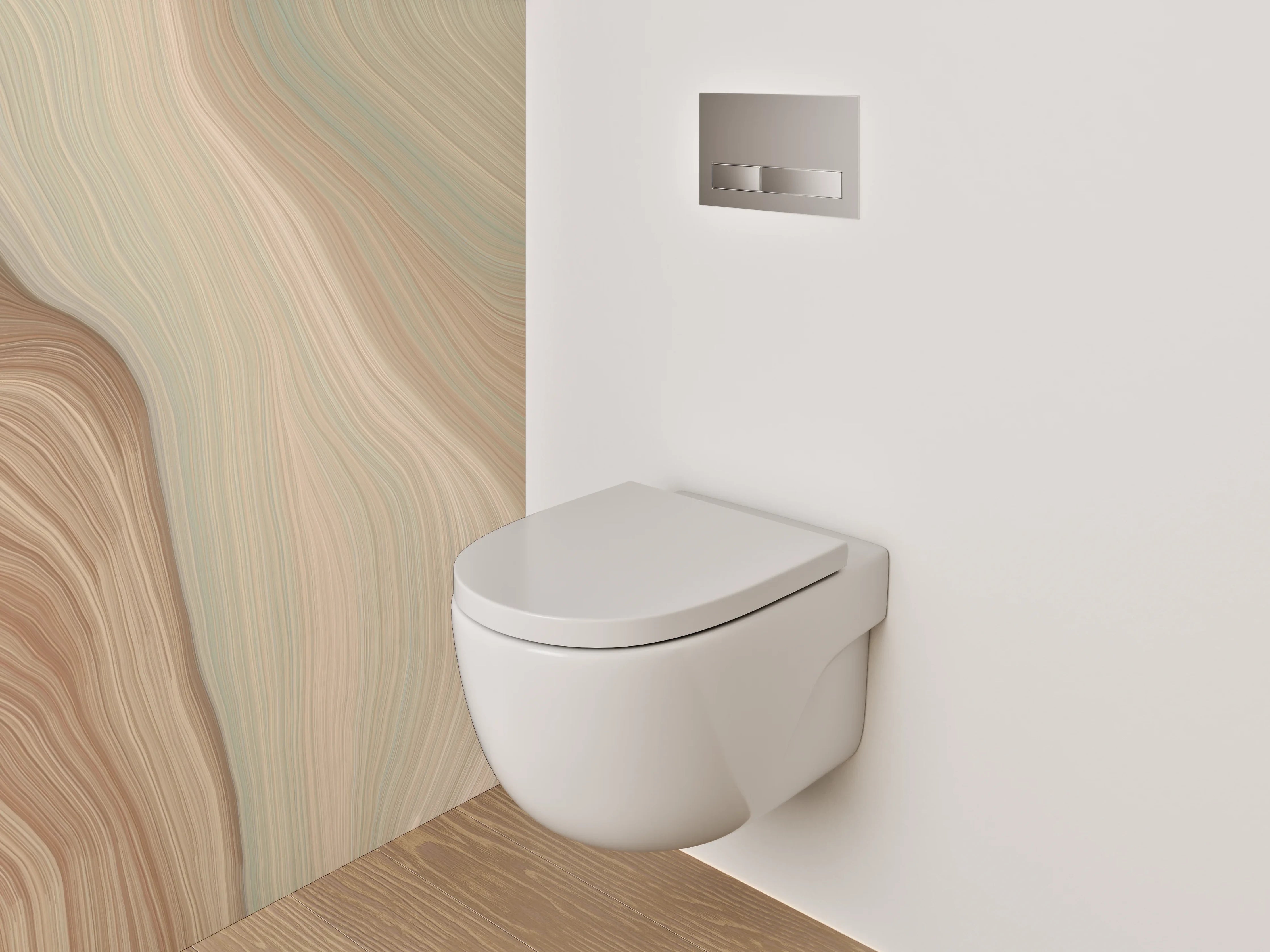 WC-Rückwand - Sanfte Marmorwellen Beige Braun Weiß