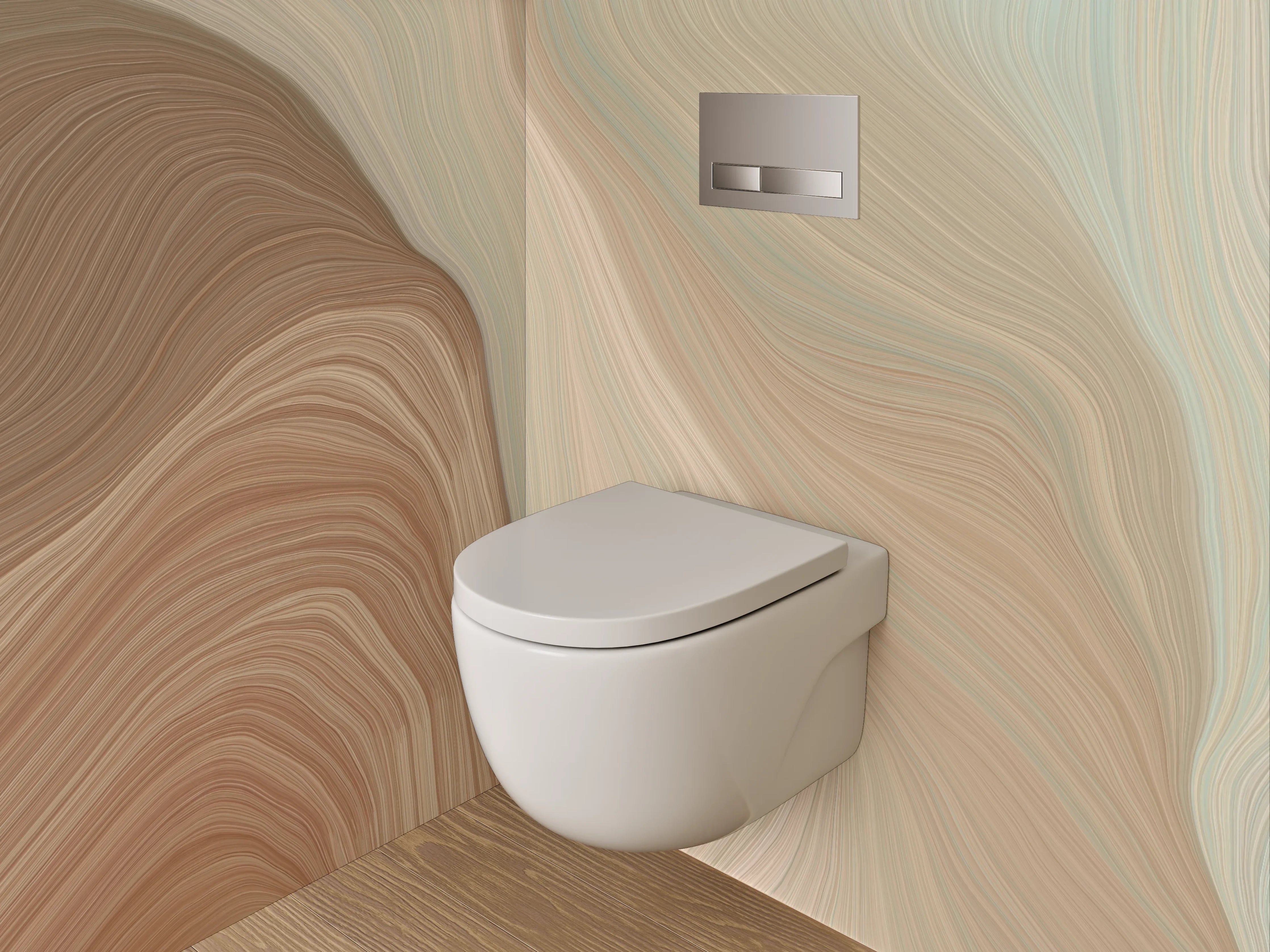 WC-Rückwand - Sanfte Marmorwellen Beige Braun Weiß