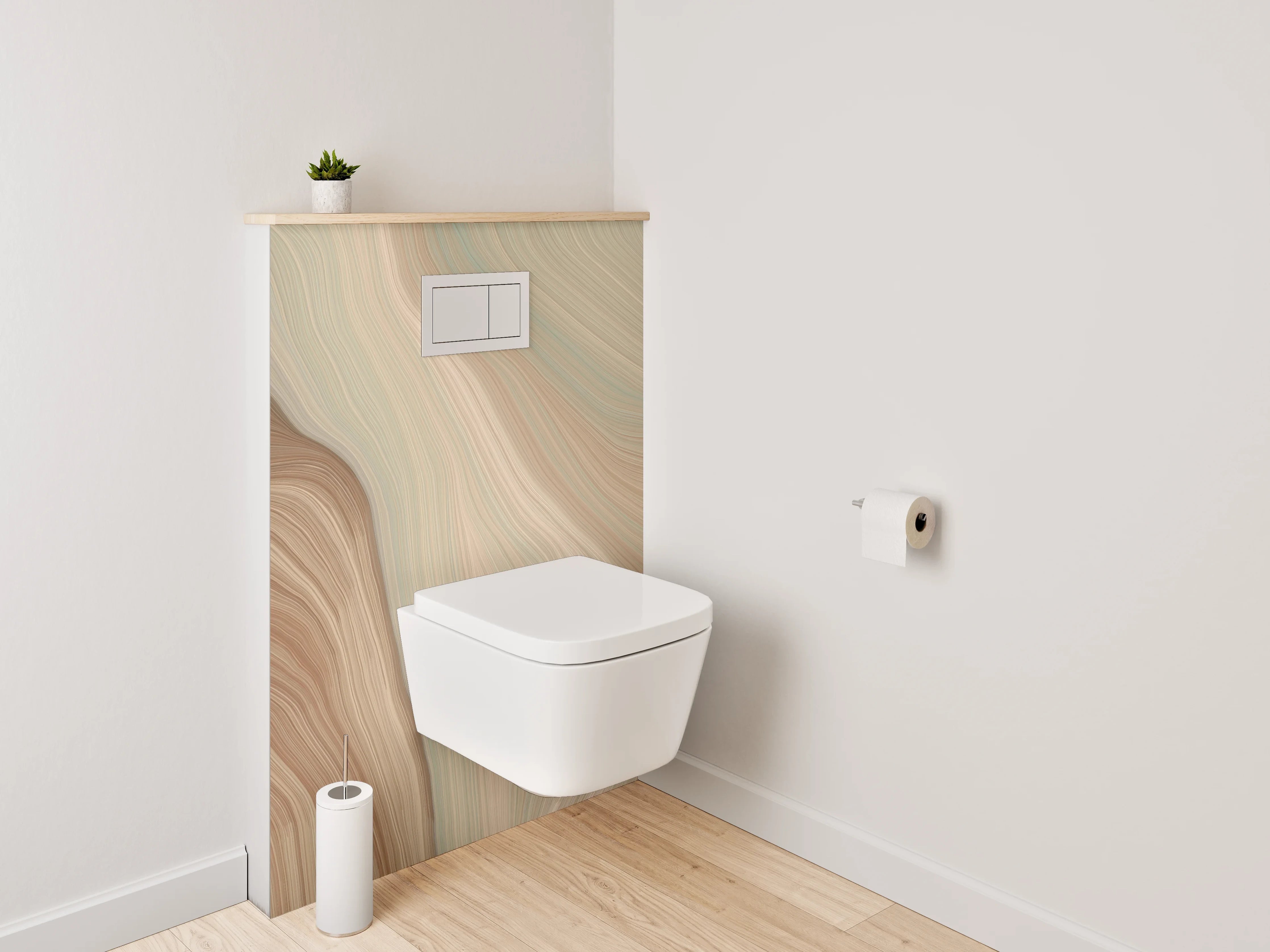 WC-Rückwand - Sanfte Marmorwellen Beige Braun Weiß