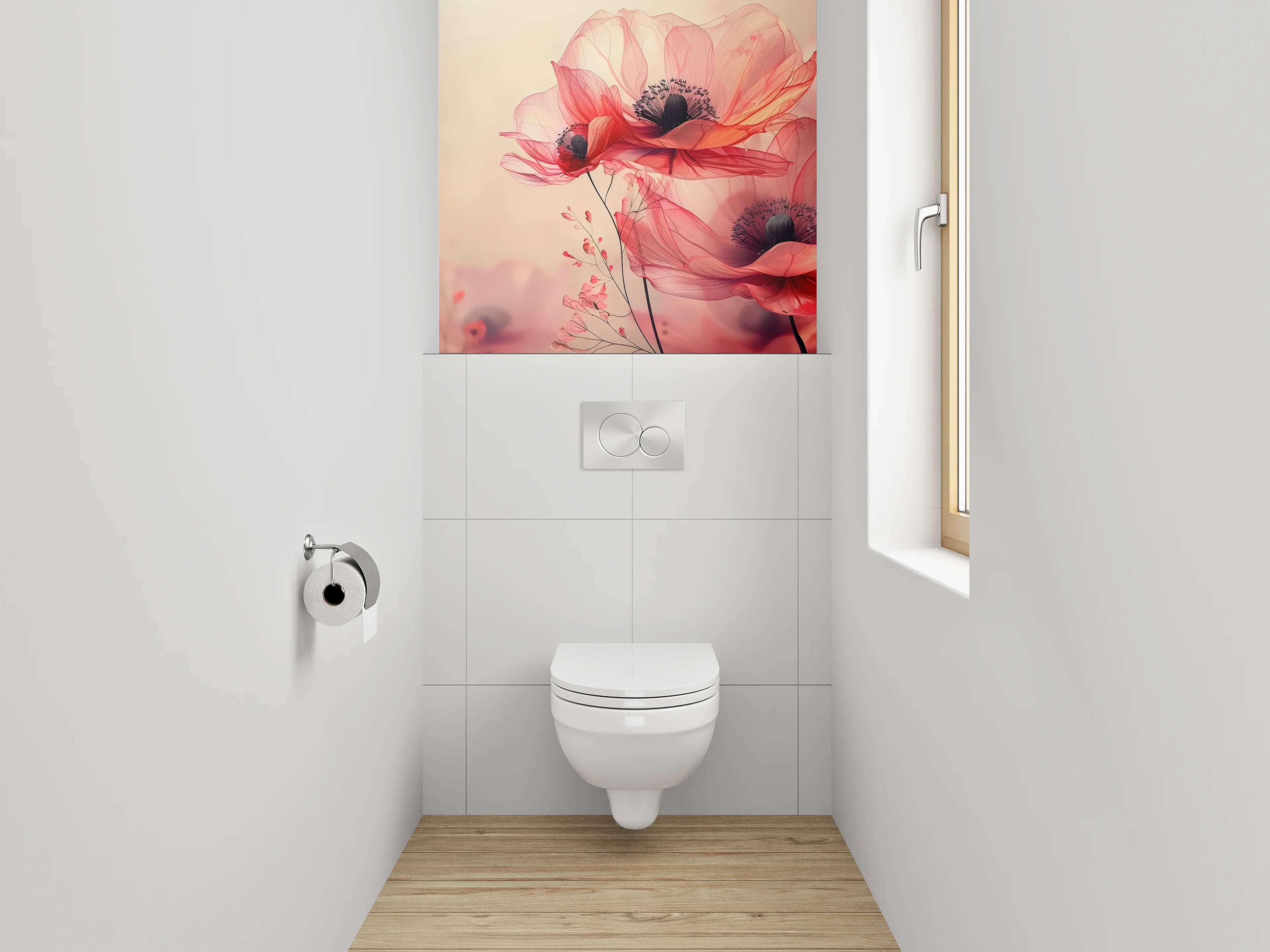 WC-Rückwand - Sanfte Osterglocken in Wasseroptik