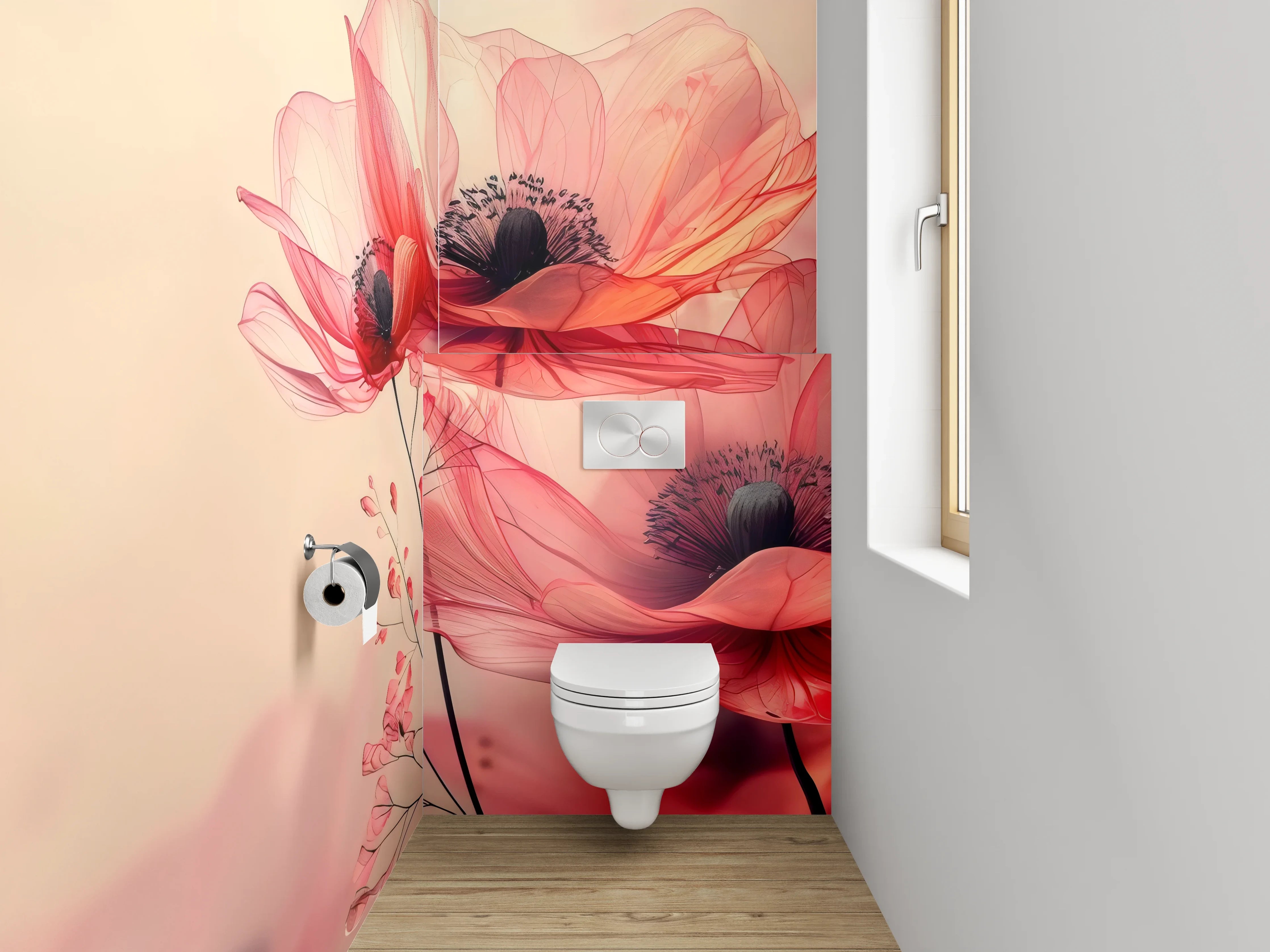 WC-Rückwand - Sanfte Osterglocken in Wasseroptik