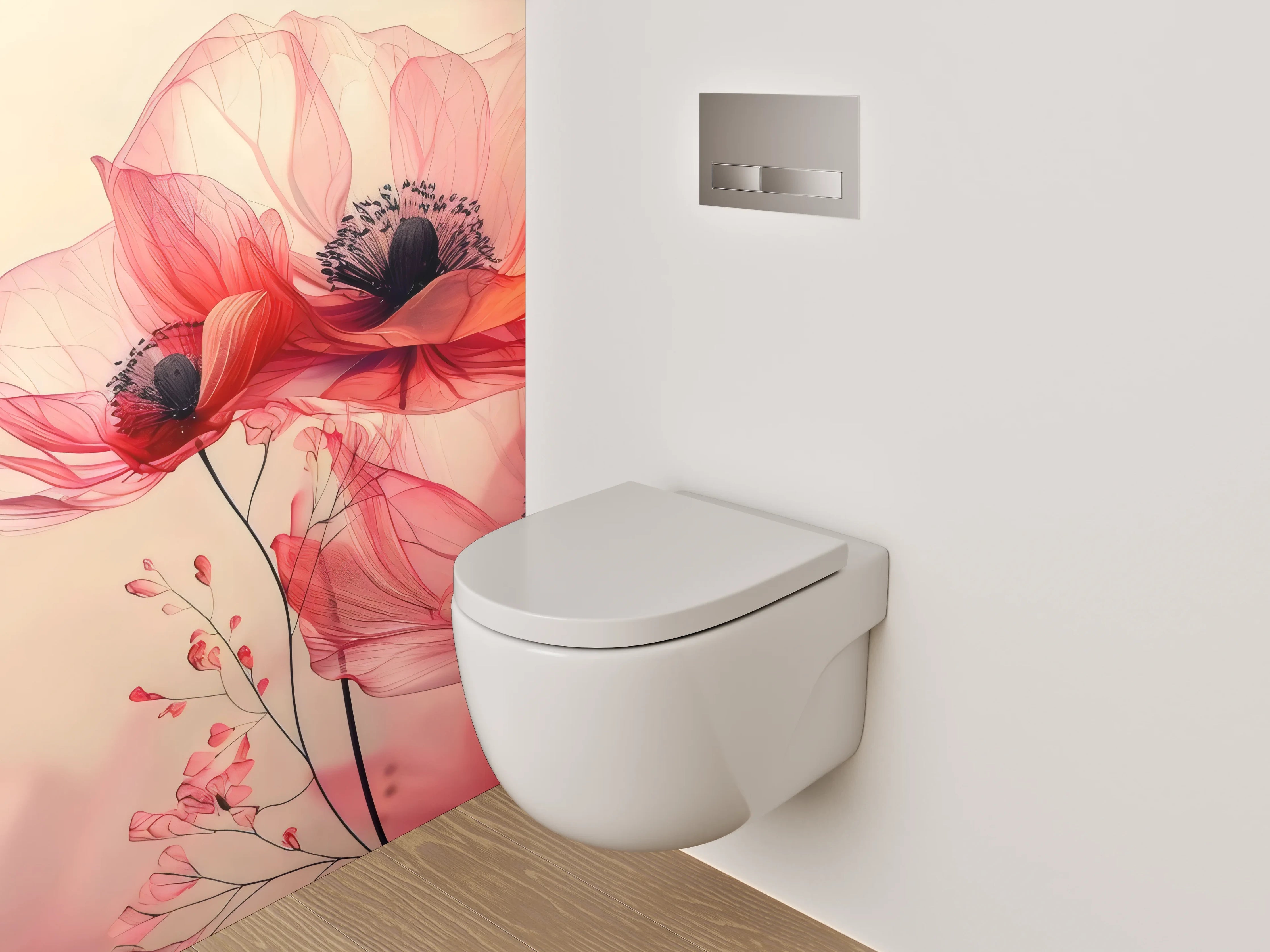 WC-Rückwand - Sanfte Osterglocken in Wasseroptik