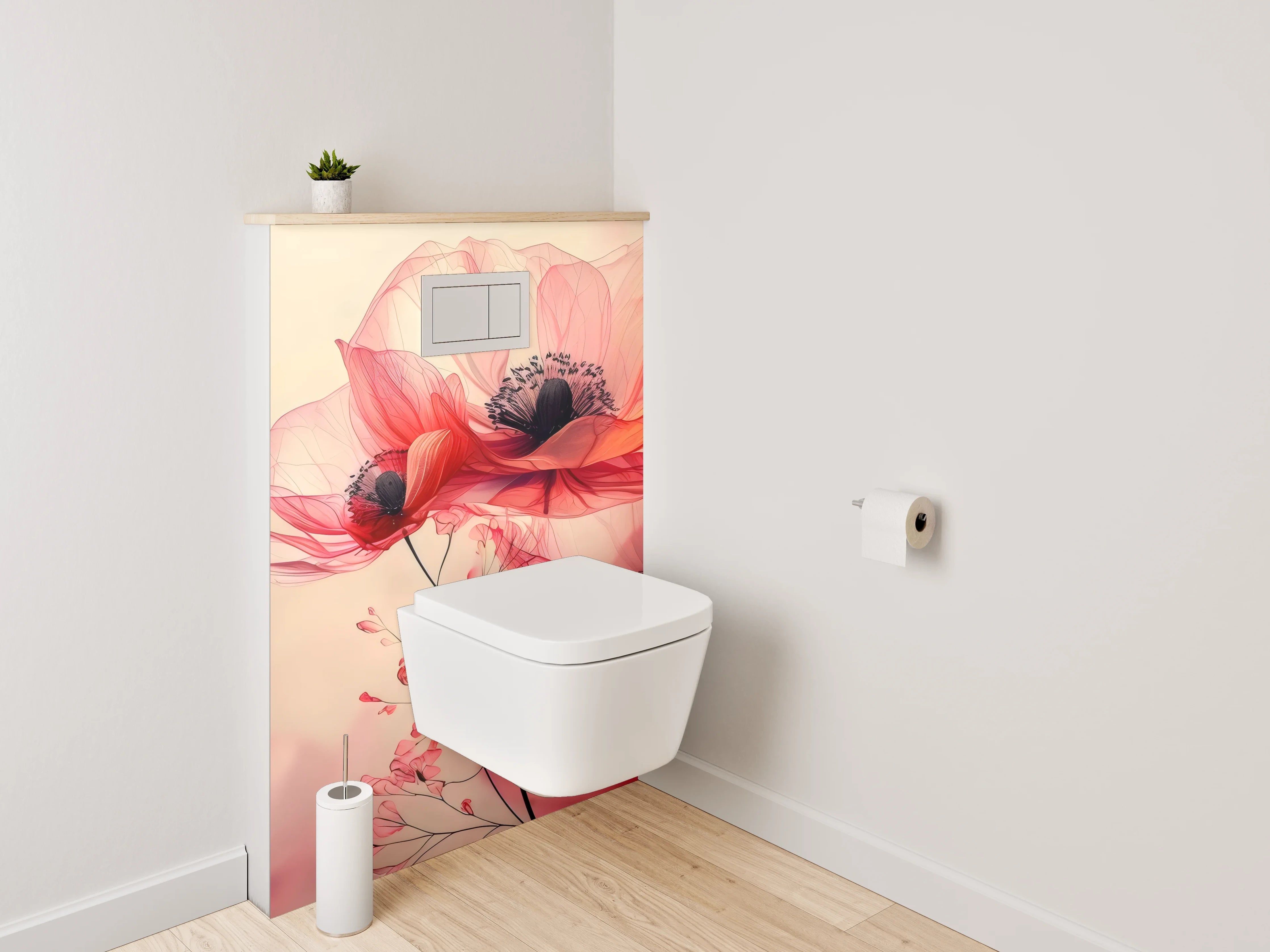 WC-Rückwand - Sanfte Osterglocken in Wasseroptik