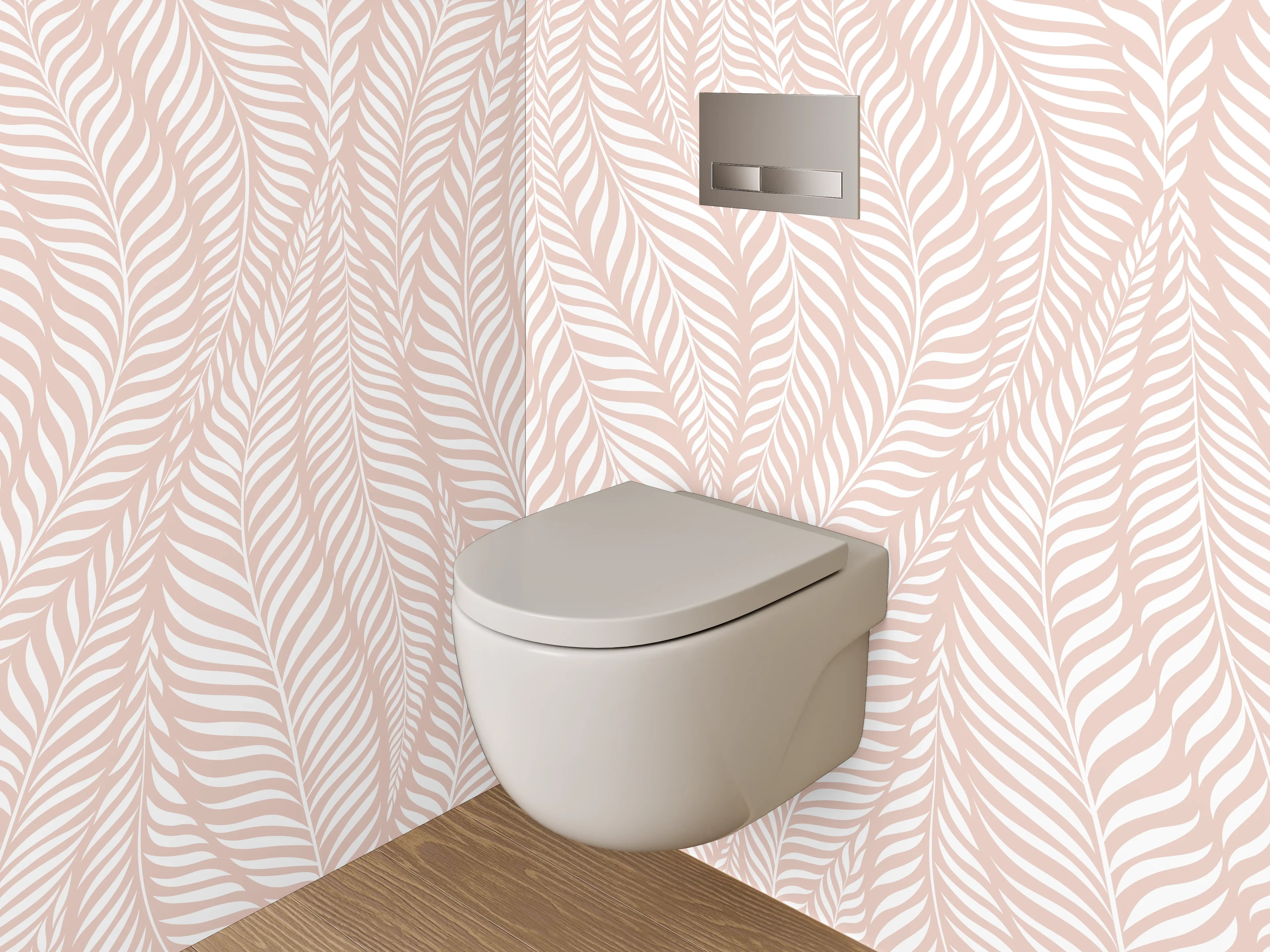 WC-Rückwand - Sanfte Palmblätter Rosa Muster