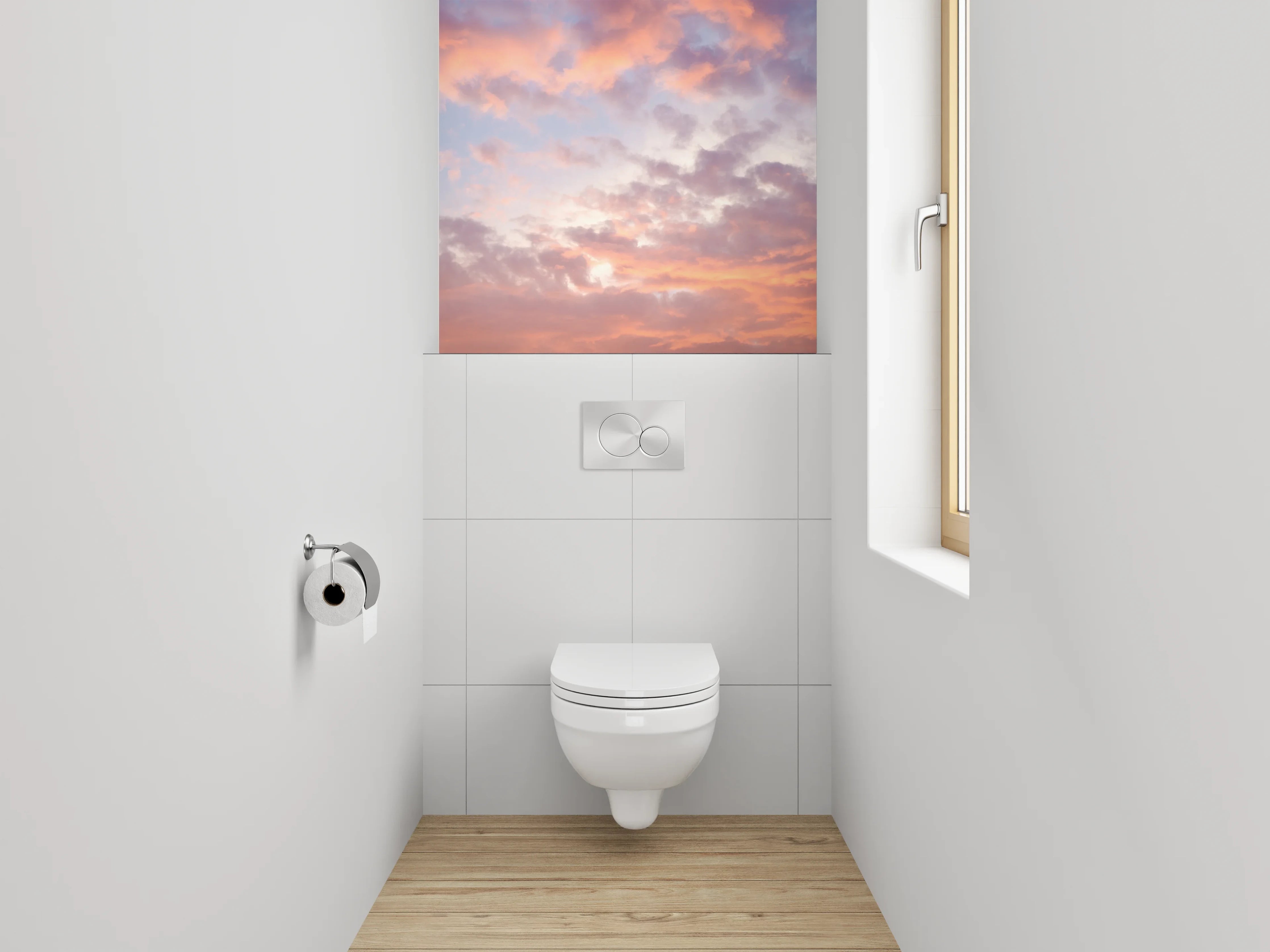 WC-Rückwand - Sanfte Pastellwolken am Himmel