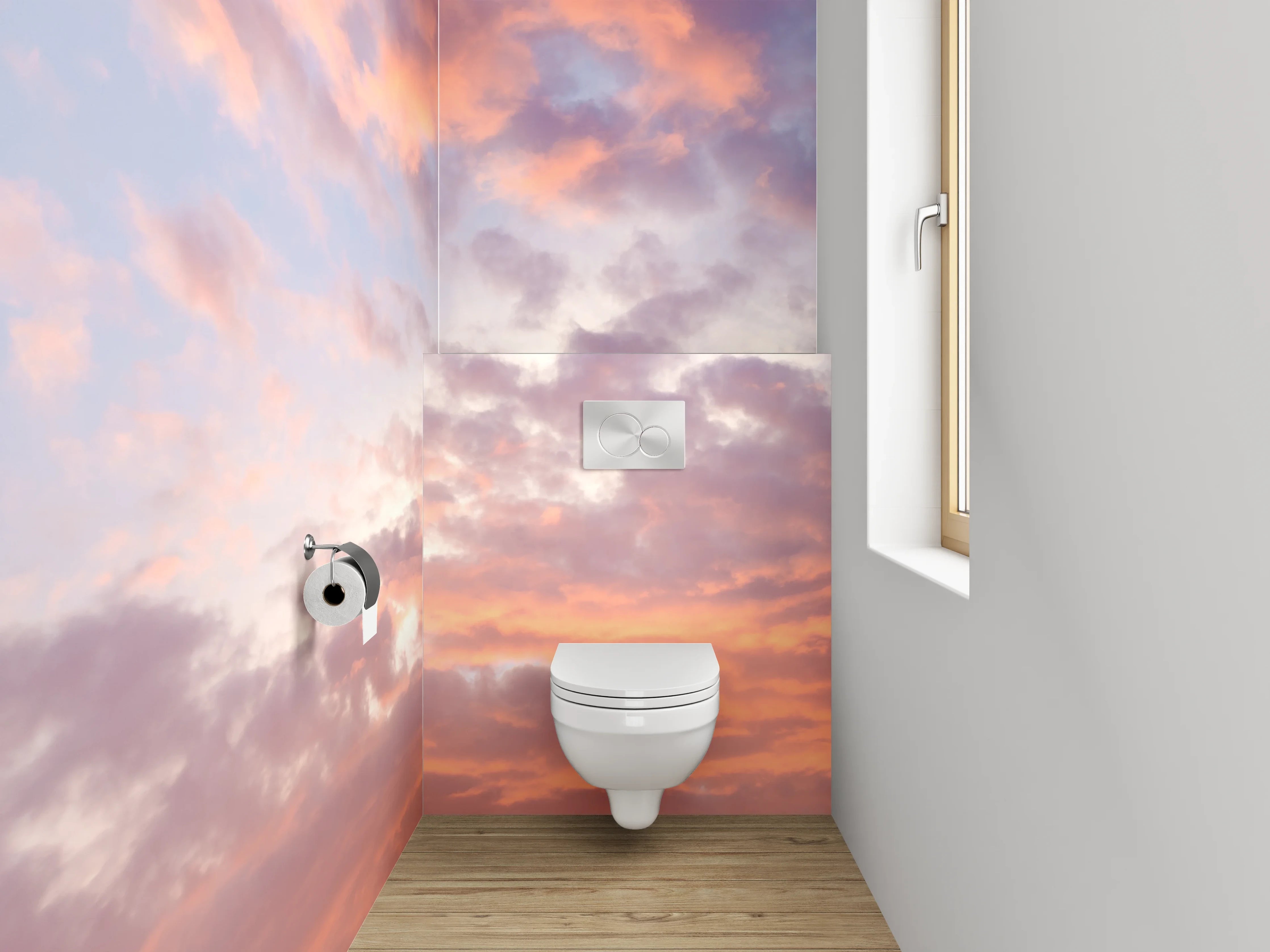 WC-Rückwand - Sanfte Pastellwolken am Himmel