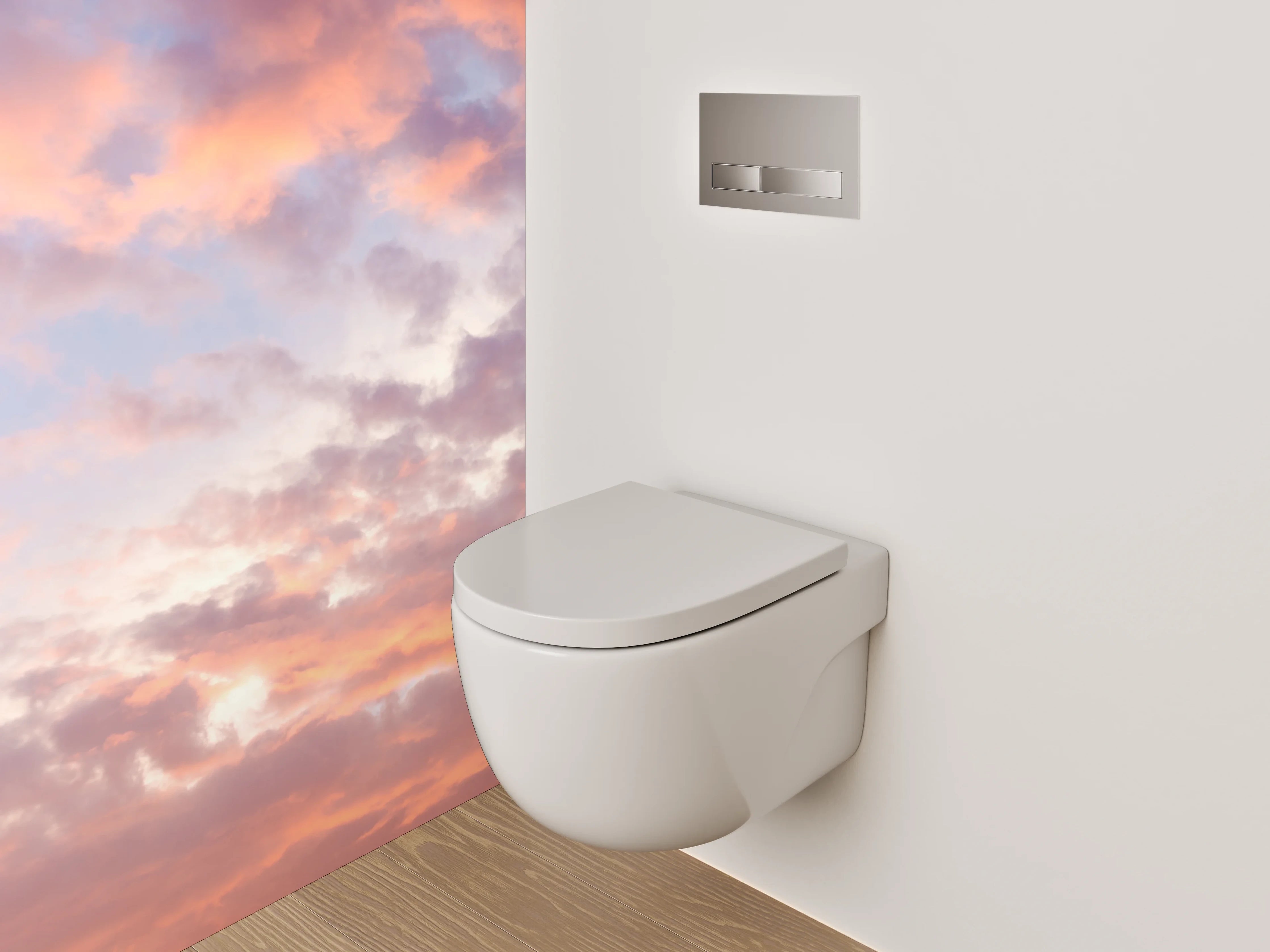 WC-Rückwand - Sanfte Pastellwolken am Himmel
