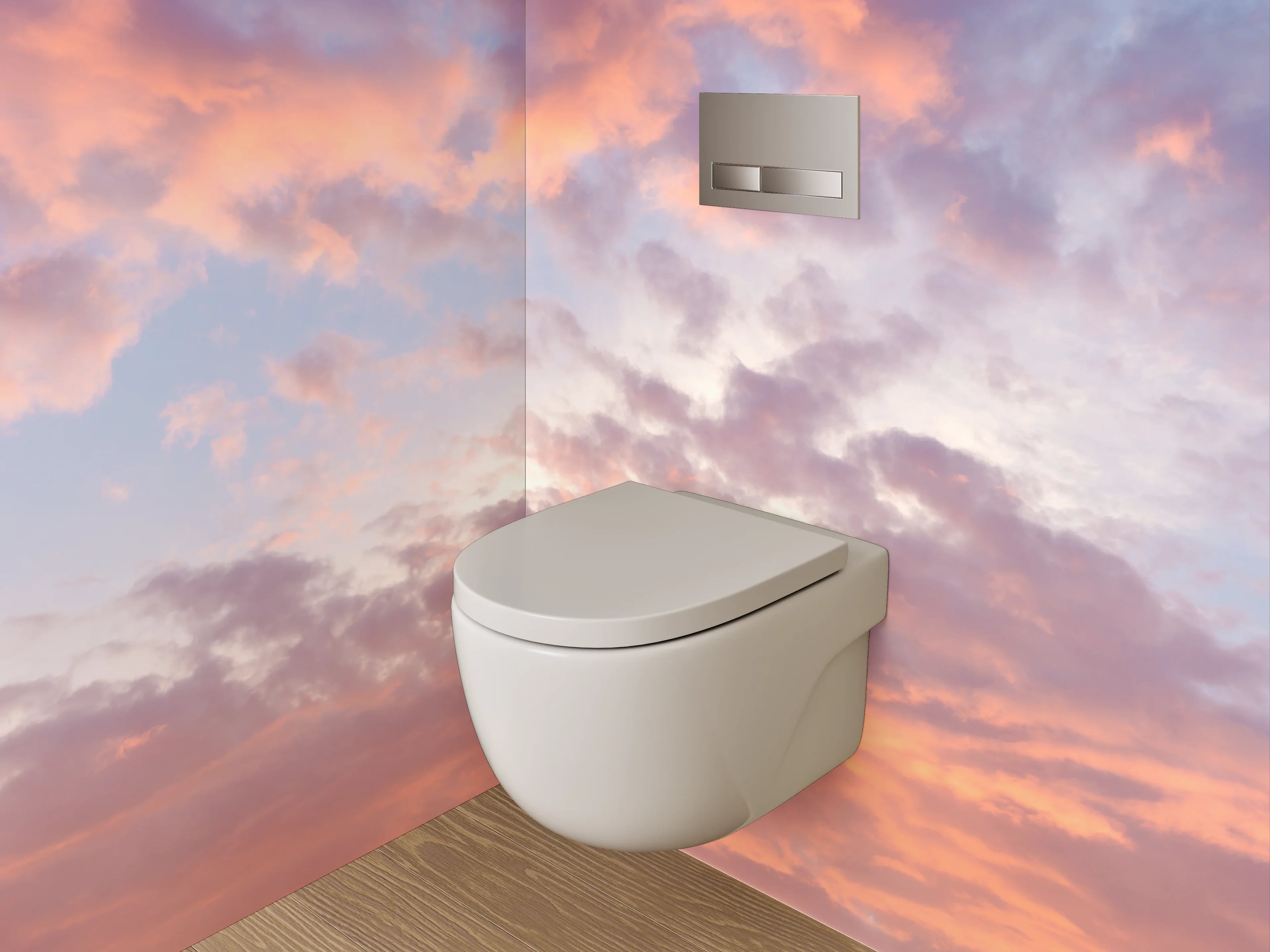 WC-Rückwand - Sanfte Pastellwolken am Himmel