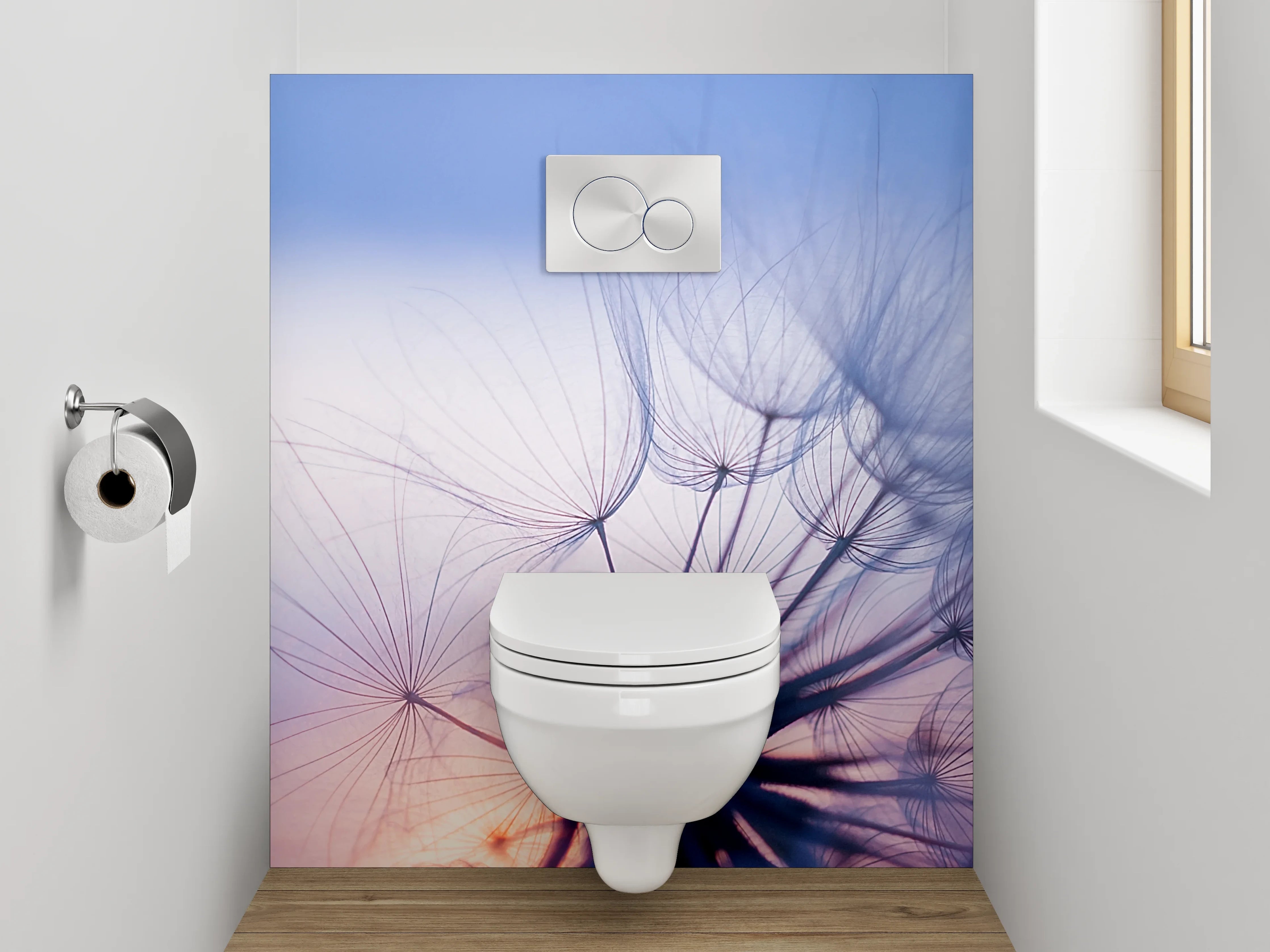 WC-Rückwand - Sanfte Pusteblume bei Sonnenuntergang