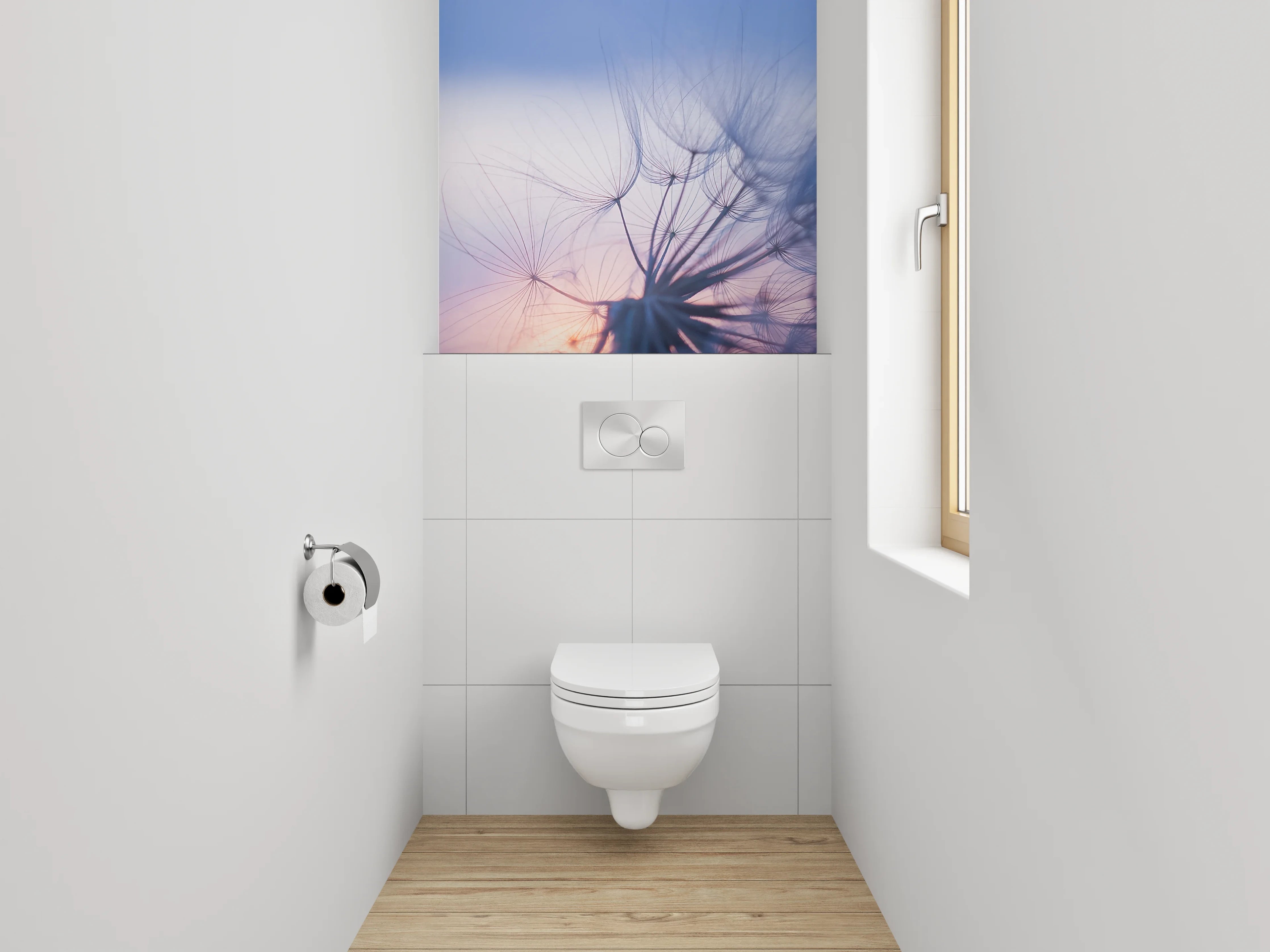 WC-Rückwand - Sanfte Pusteblume bei Sonnenuntergang