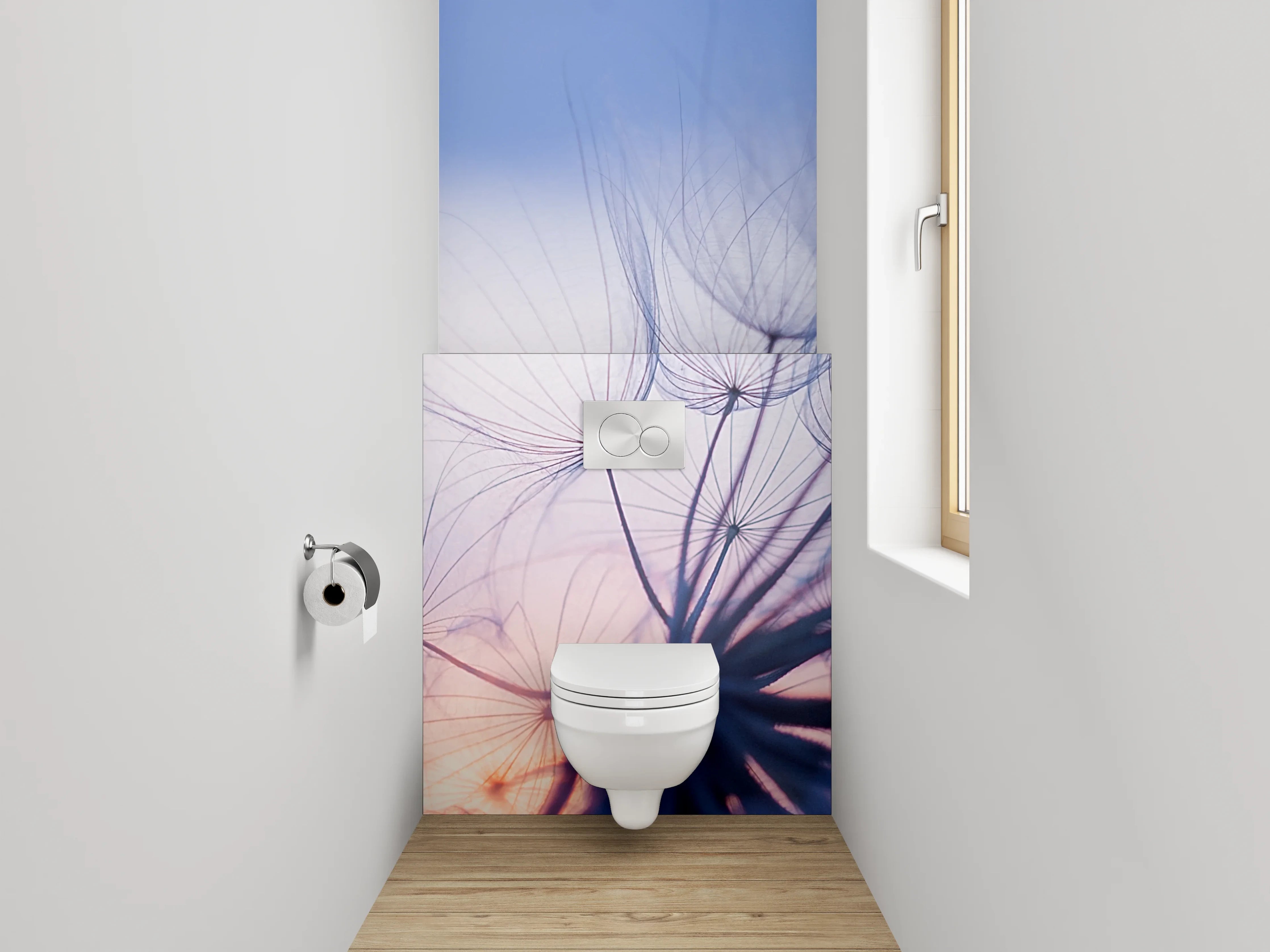 WC-Rückwand - Sanfte Pusteblume bei Sonnenuntergang
