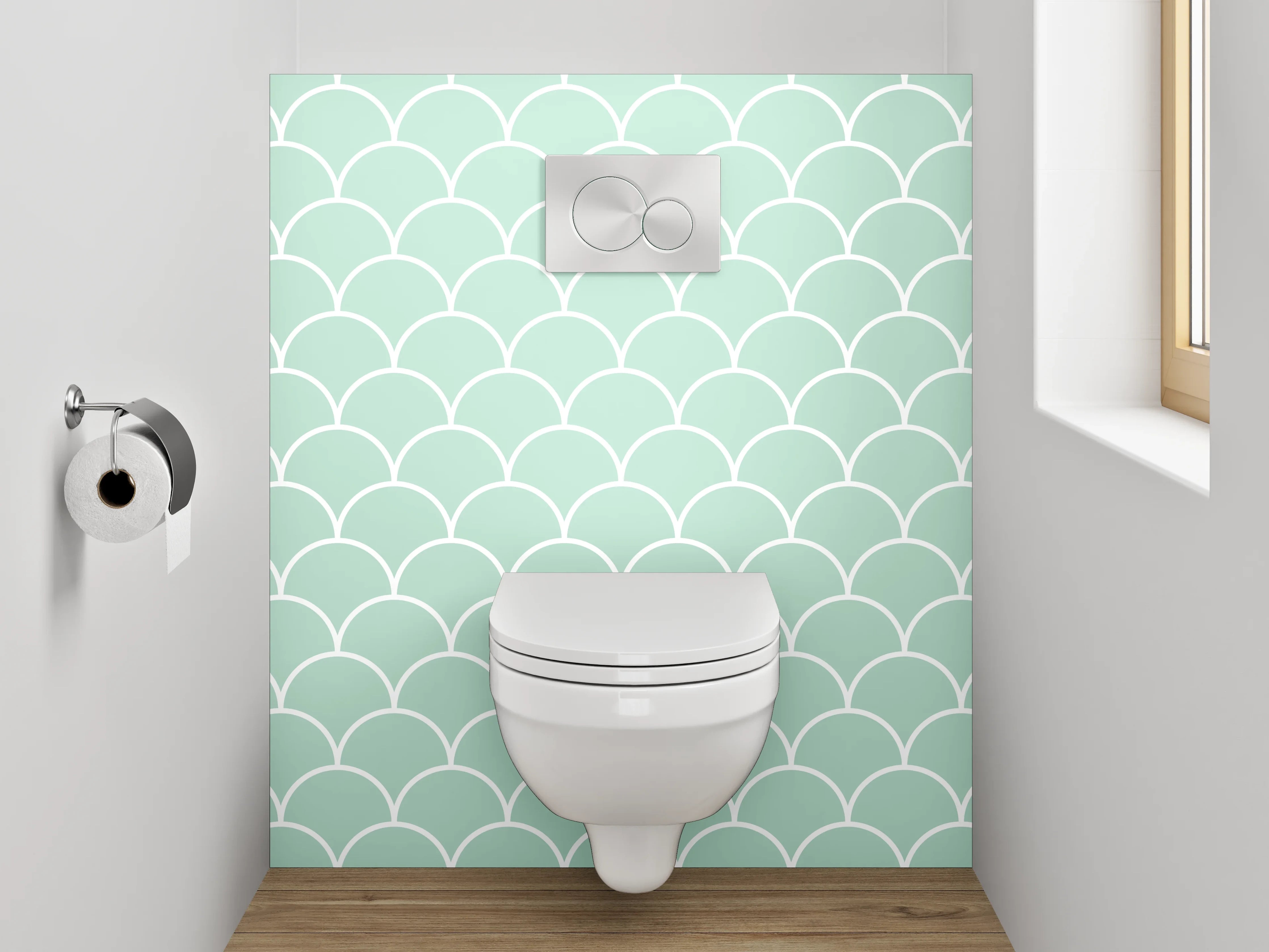 WC-Rückwand - Sanfte Schuppenmuster Mintgrün