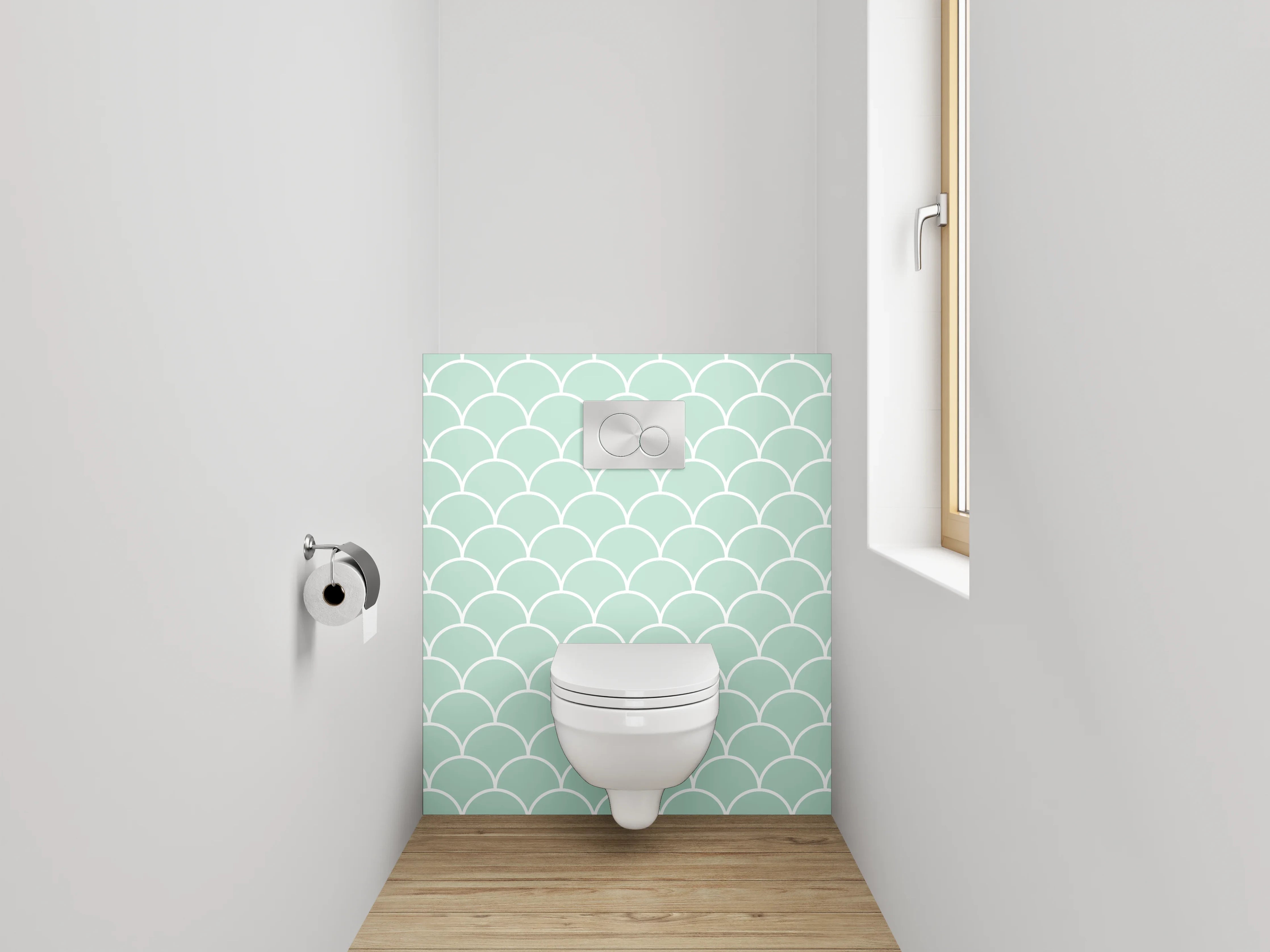 WC-Rückwand - Sanfte Schuppenmuster Mintgrün