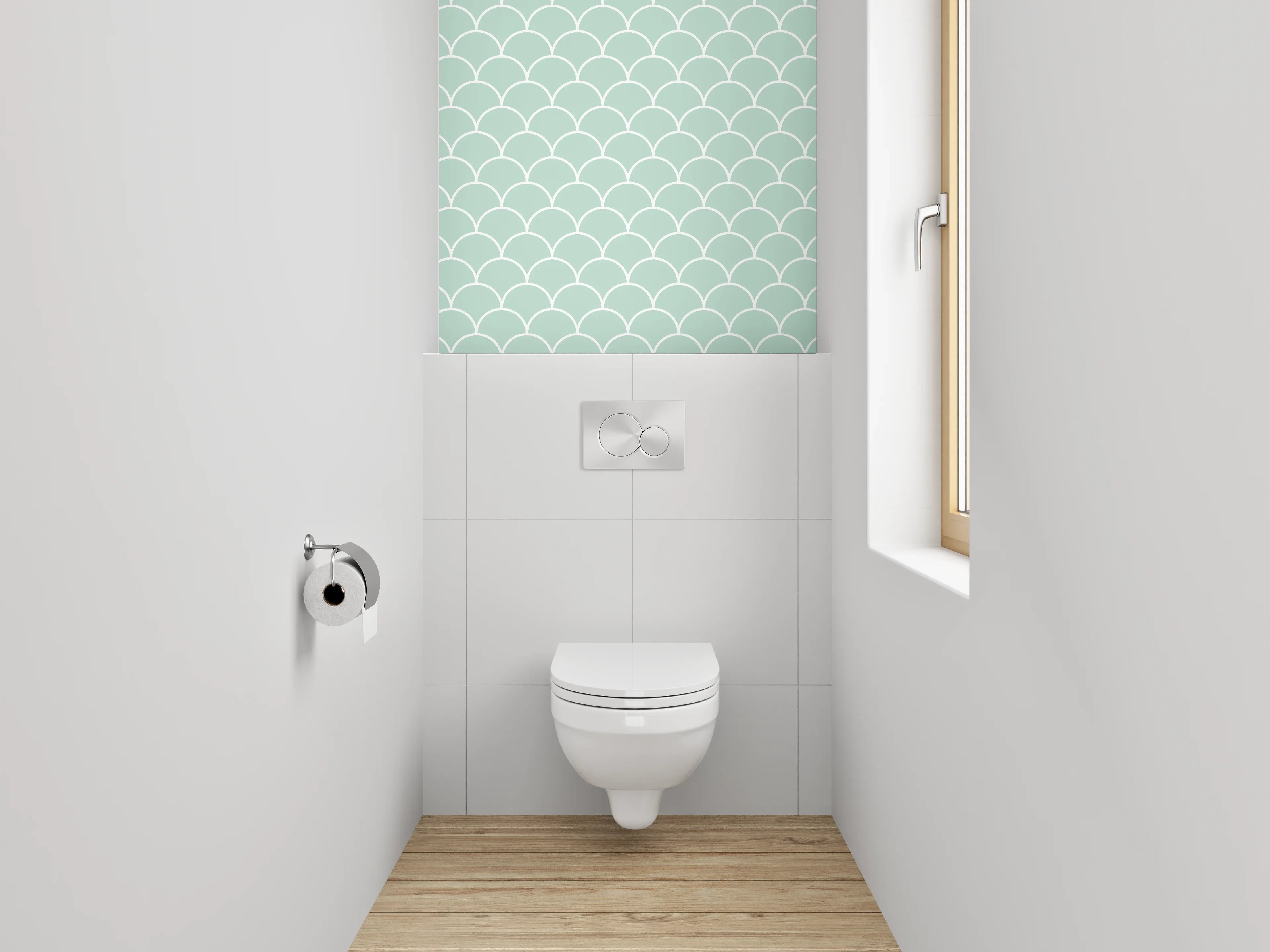 WC-Rückwand - Sanfte Schuppenmuster Mintgrün