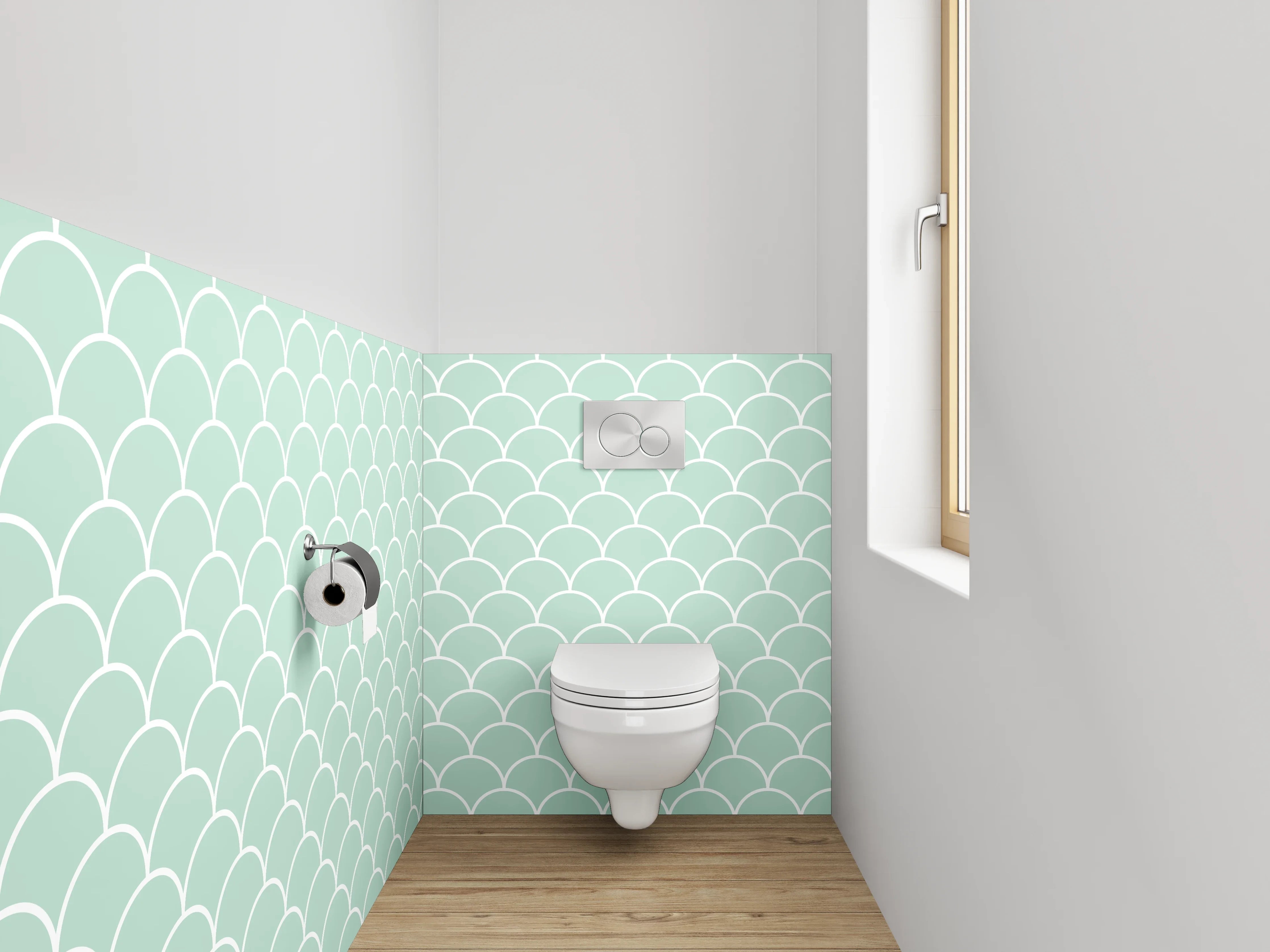WC-Rückwand - Sanfte Schuppenmuster Mintgrün