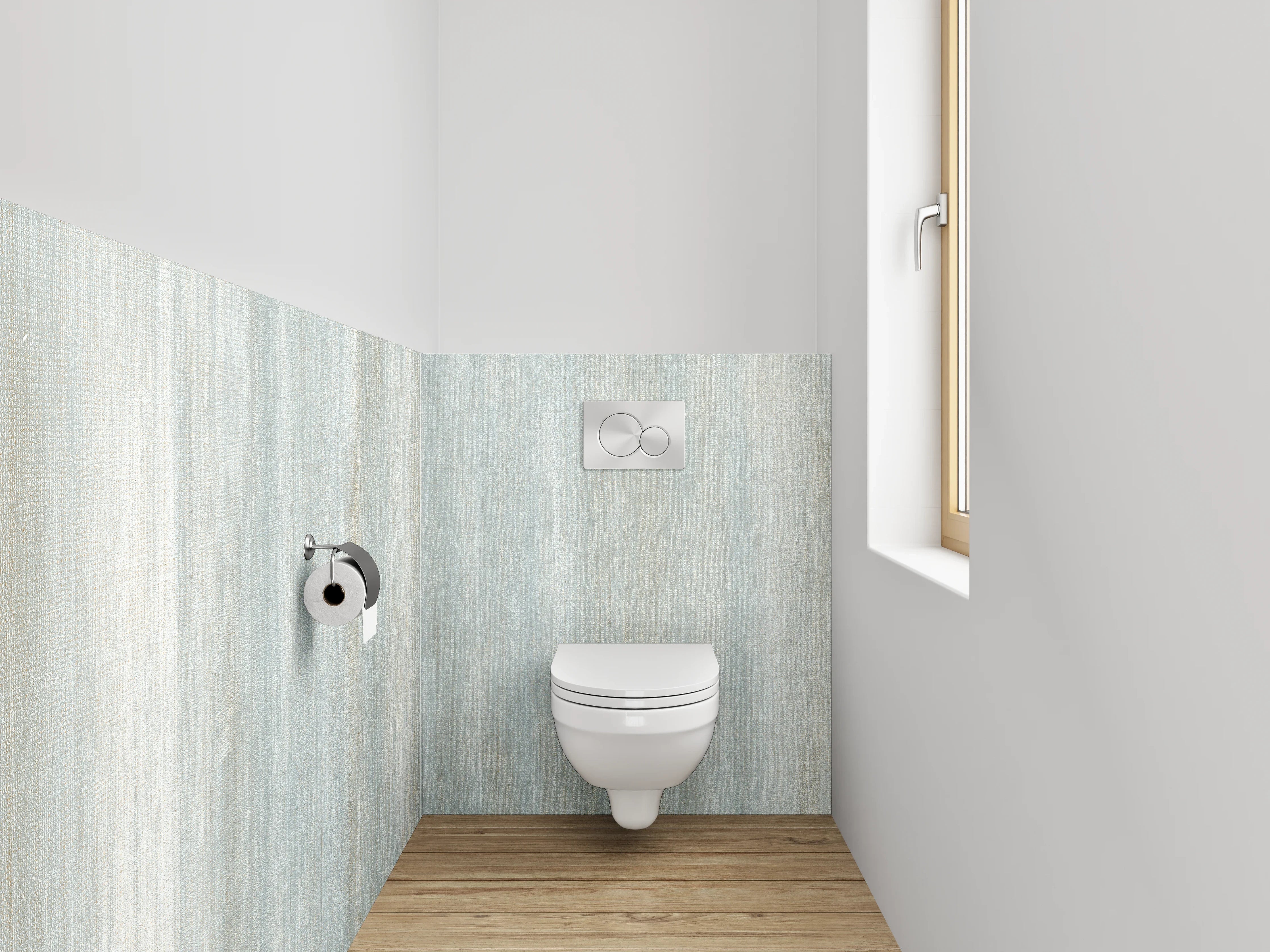 WC-Rückwand - Sanfte Streifen in Weiß-Blau-Optik