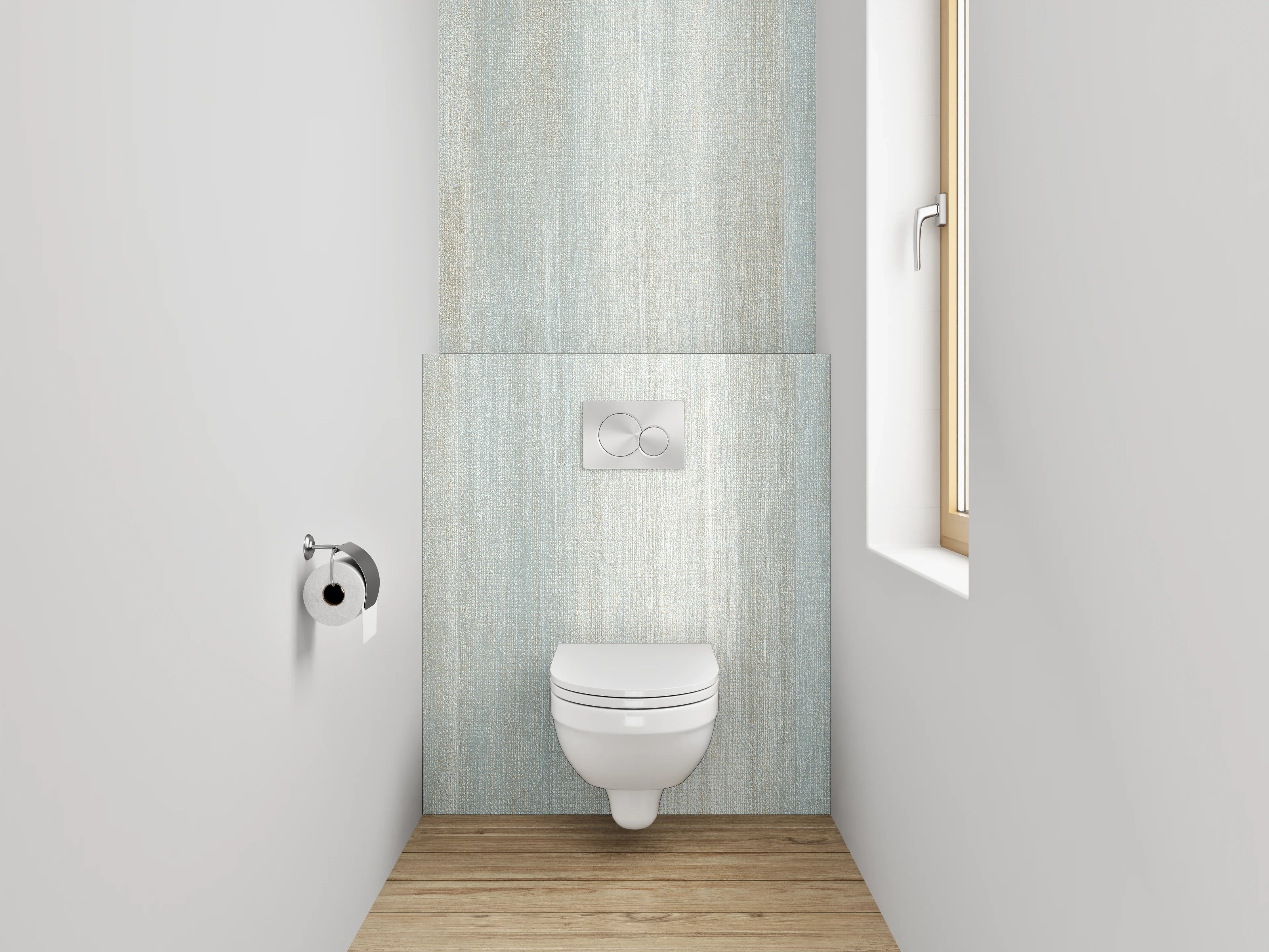 WC-Rückwand - Sanfte Streifen in Weiß-Blau-Optik