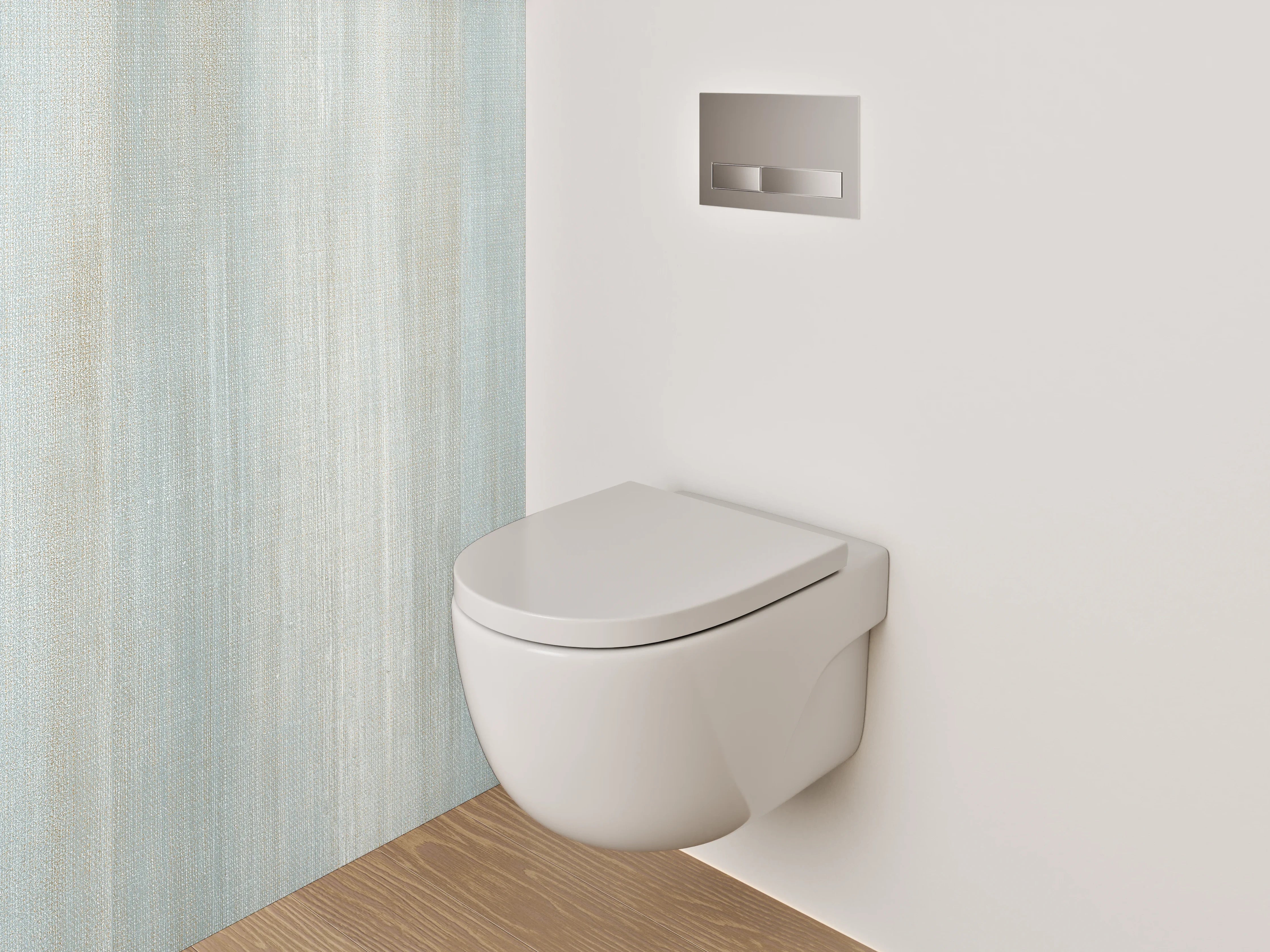 WC-Rückwand - Sanfte Streifen in Weiß-Blau-Optik