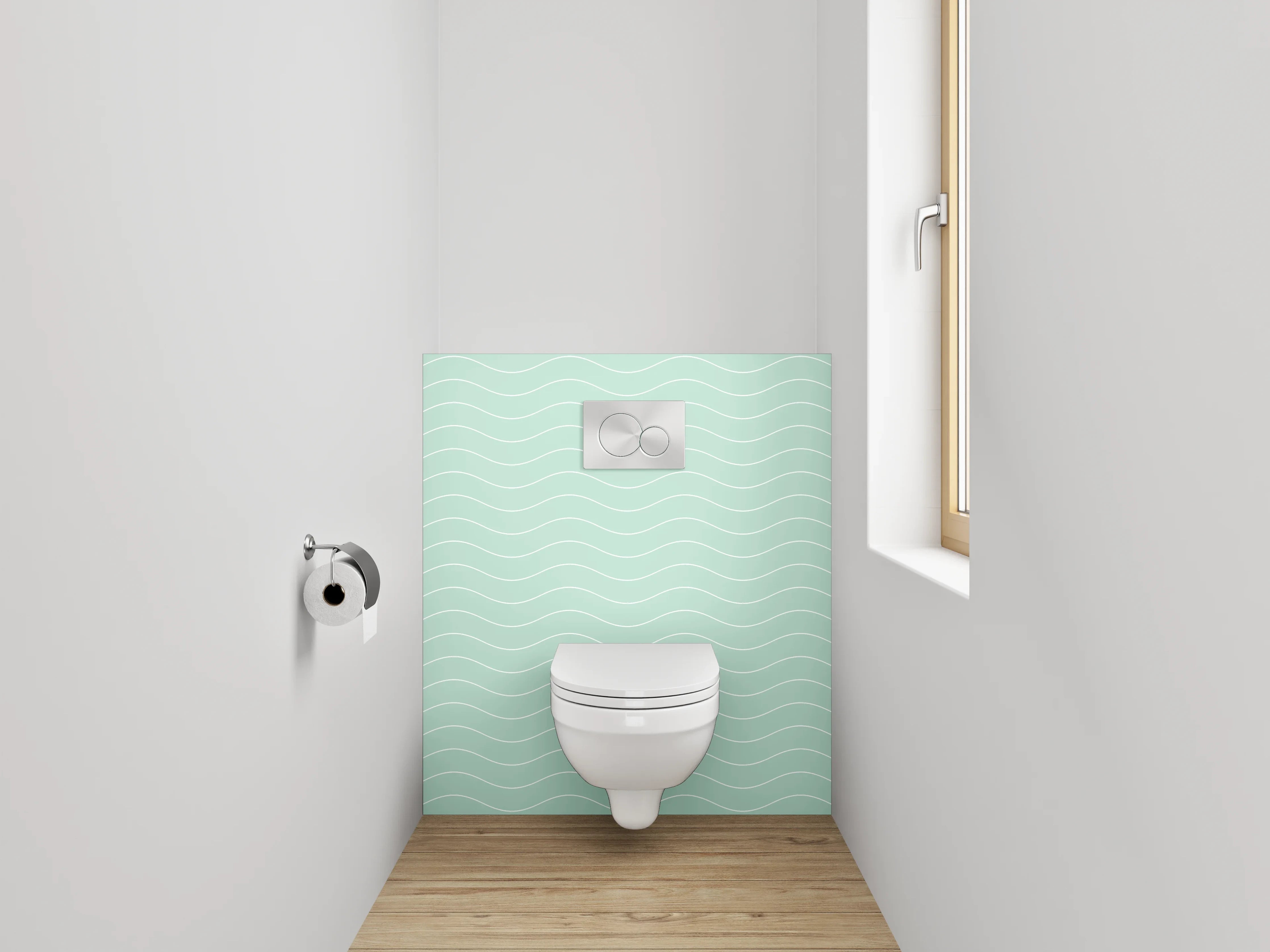 WC-Rückwand - Sanfte Wellen Mintgrün Muster