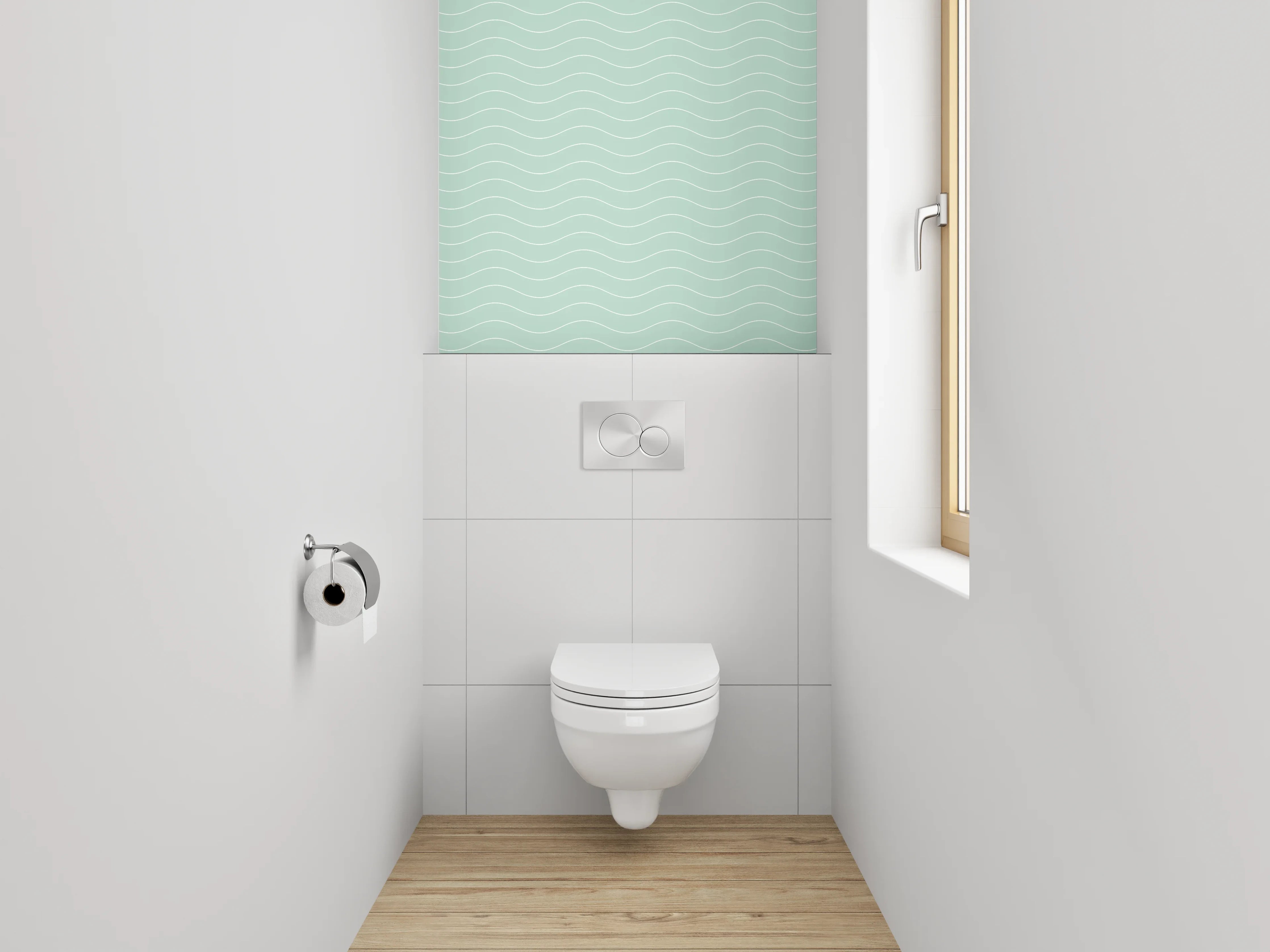 WC-Rückwand - Sanfte Wellen Mintgrün Muster