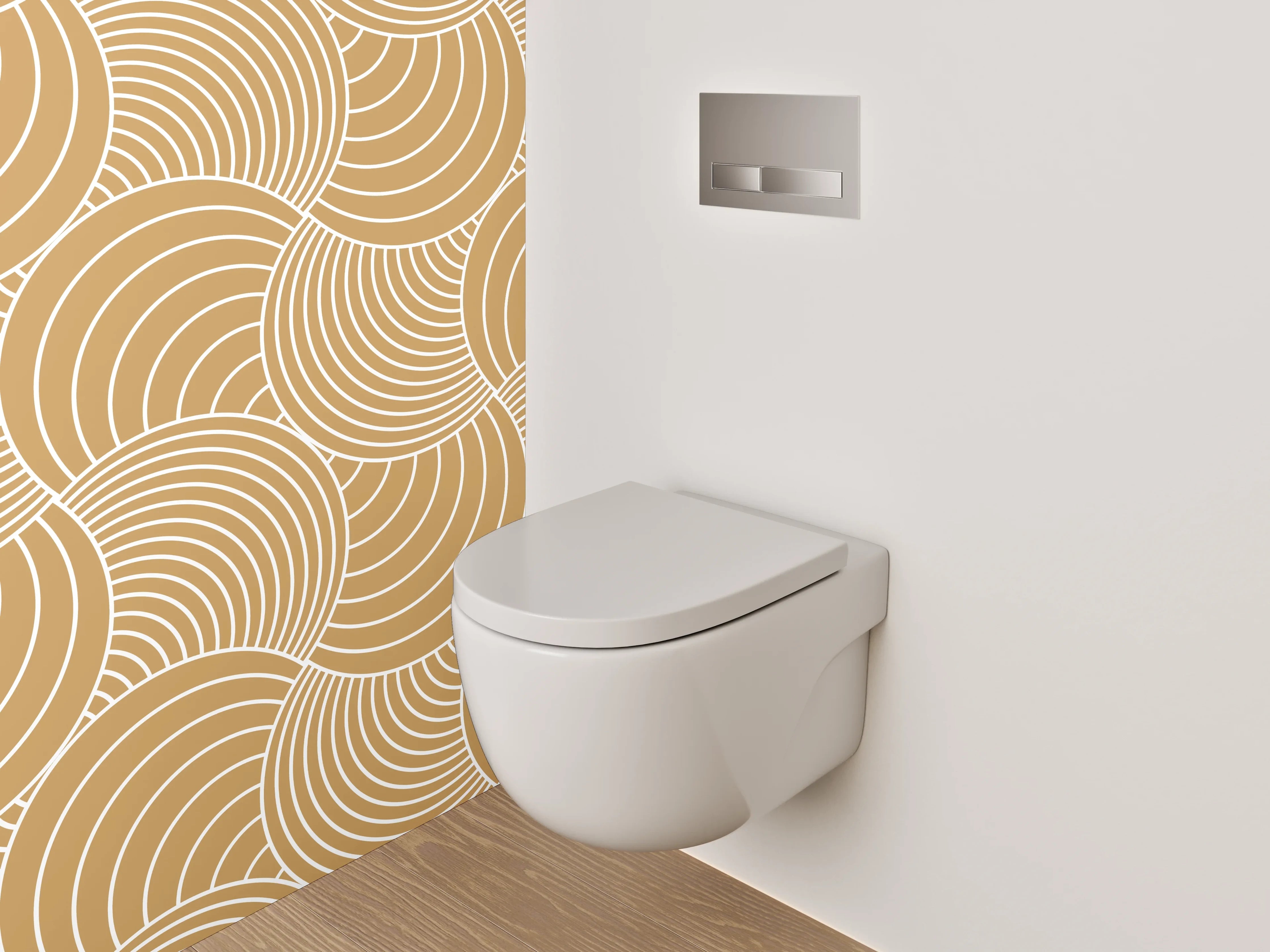 WC-Rückwand - Sanfte Wellen in Beige und Grau