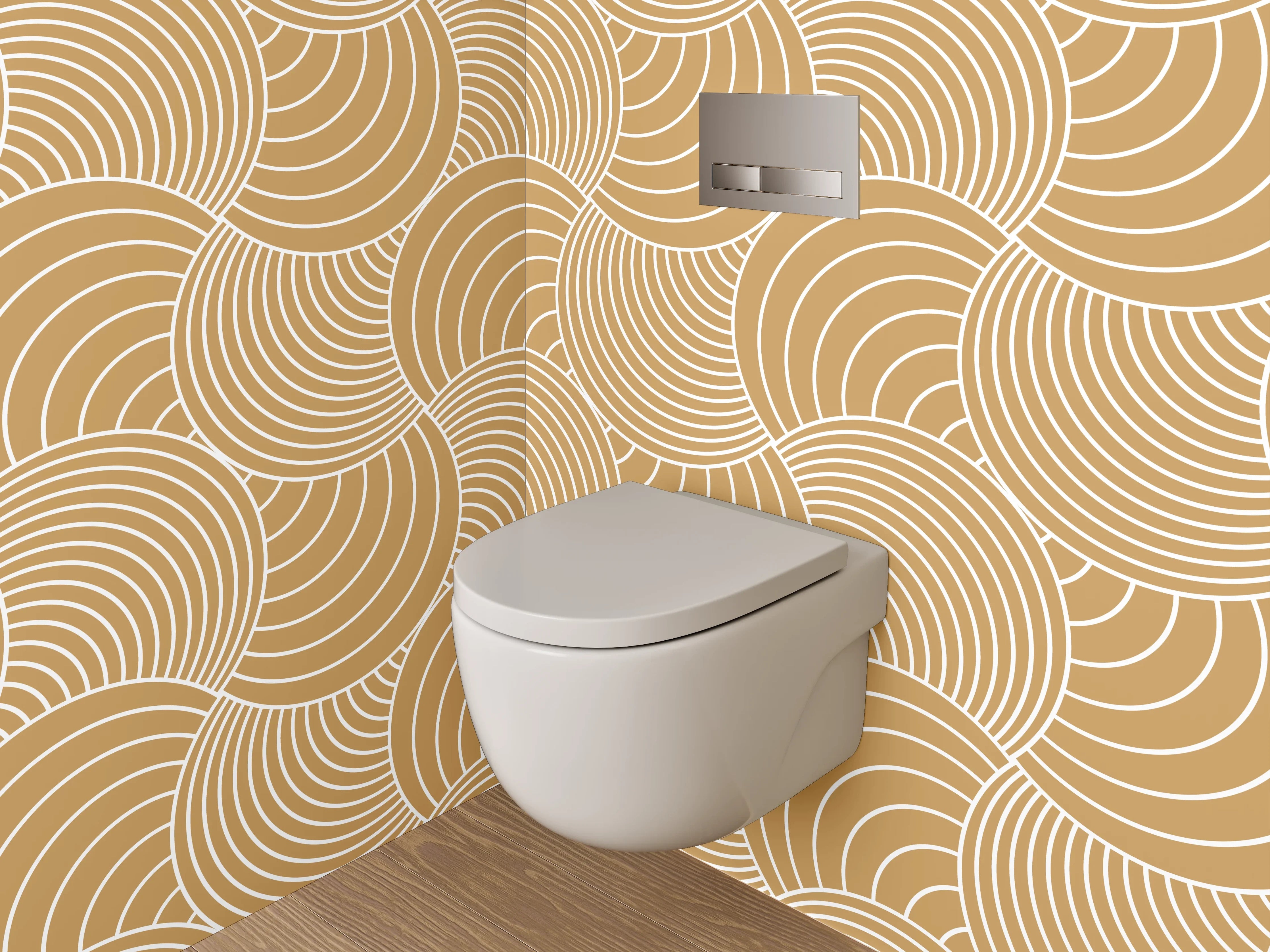 WC-Rückwand - Sanfte Wellen in Beige und Grau