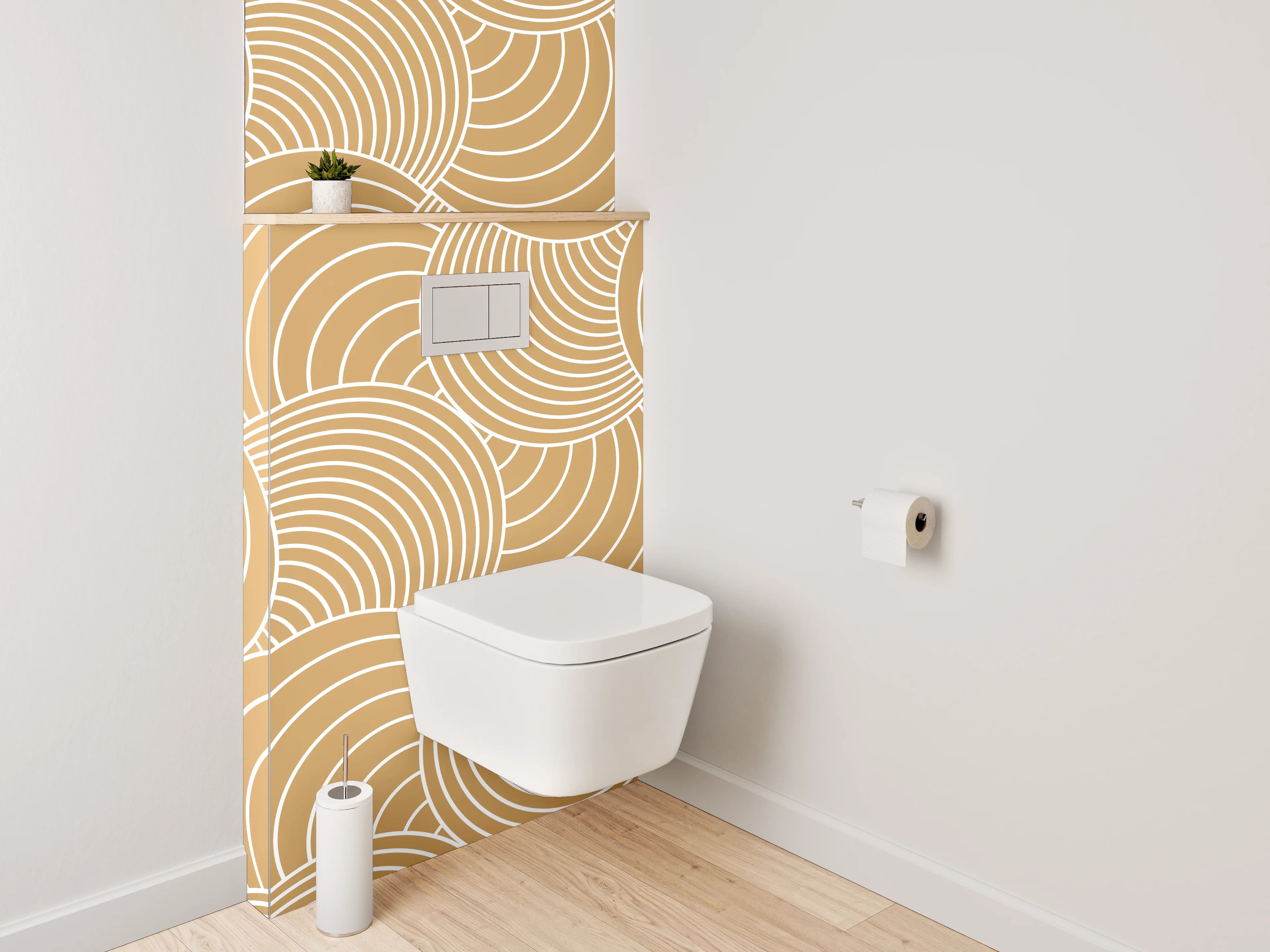 WC-Rückwand - Sanfte Wellen in Beige und Grau