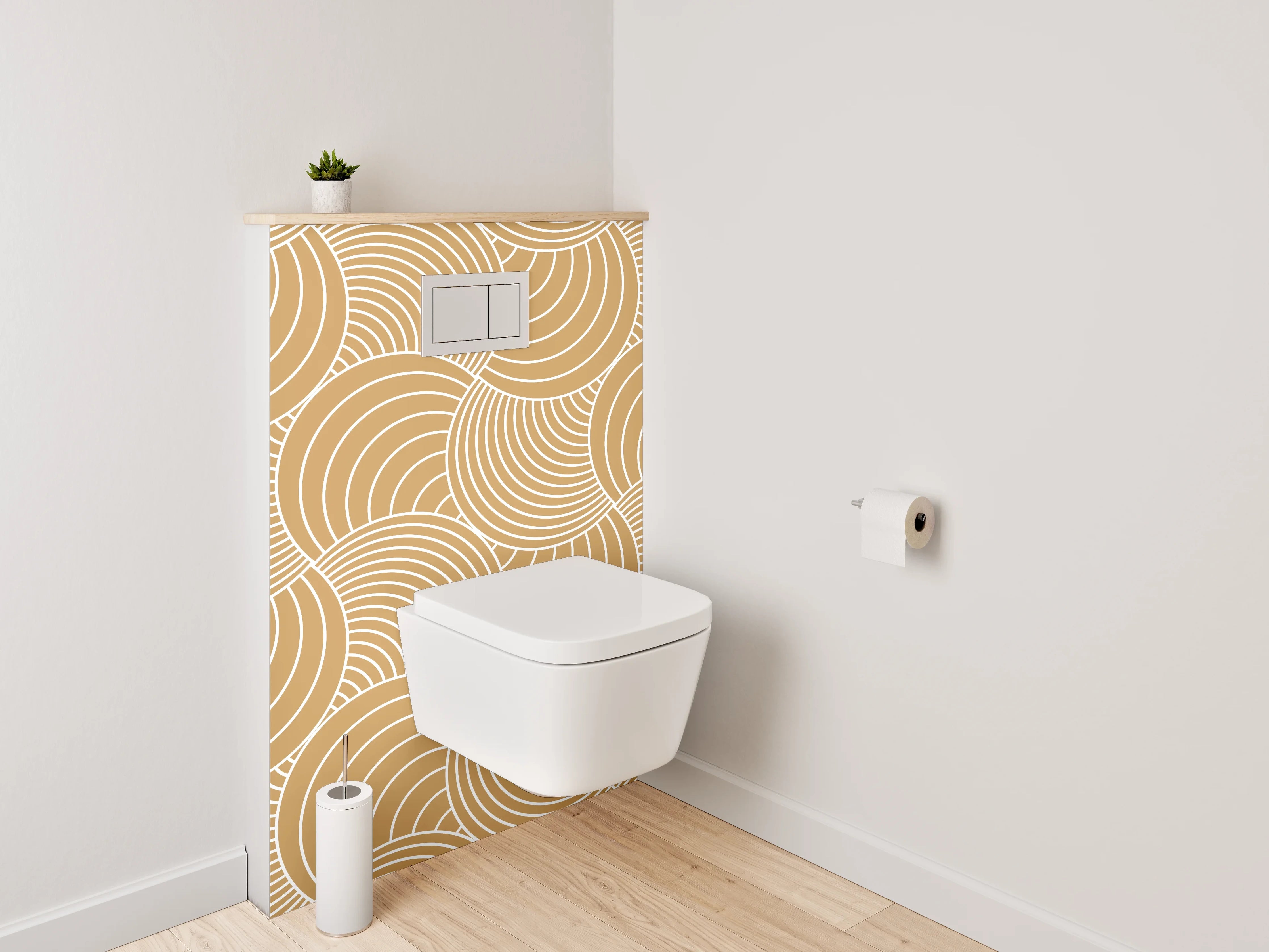 WC-Rückwand - Sanfte Wellen in Beige und Grau