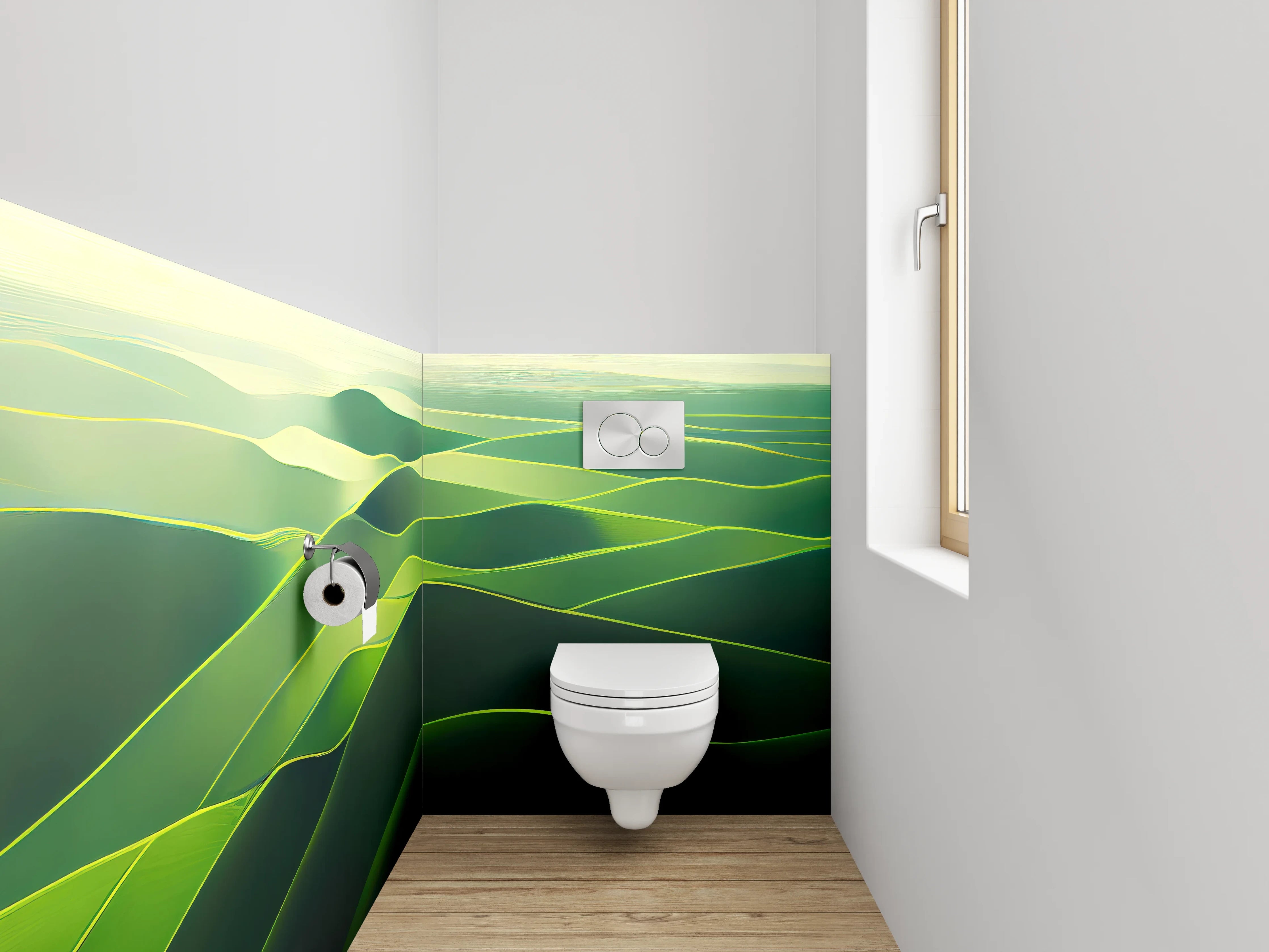 WC-Rückwand - Sanfte grüne Hügel Landschaft