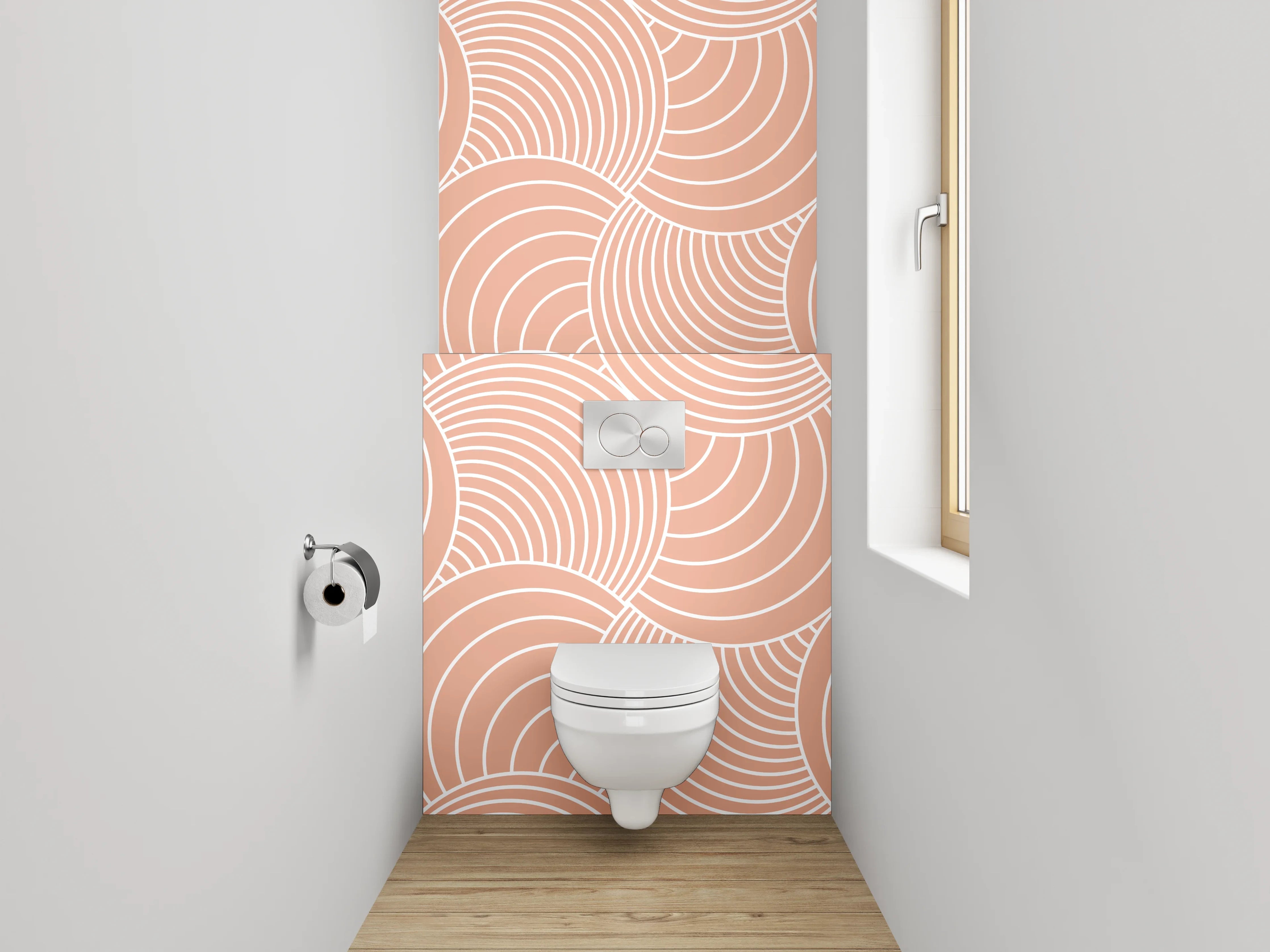 WC-Rückwand - Sanfte peachfarbene Wellenmuster