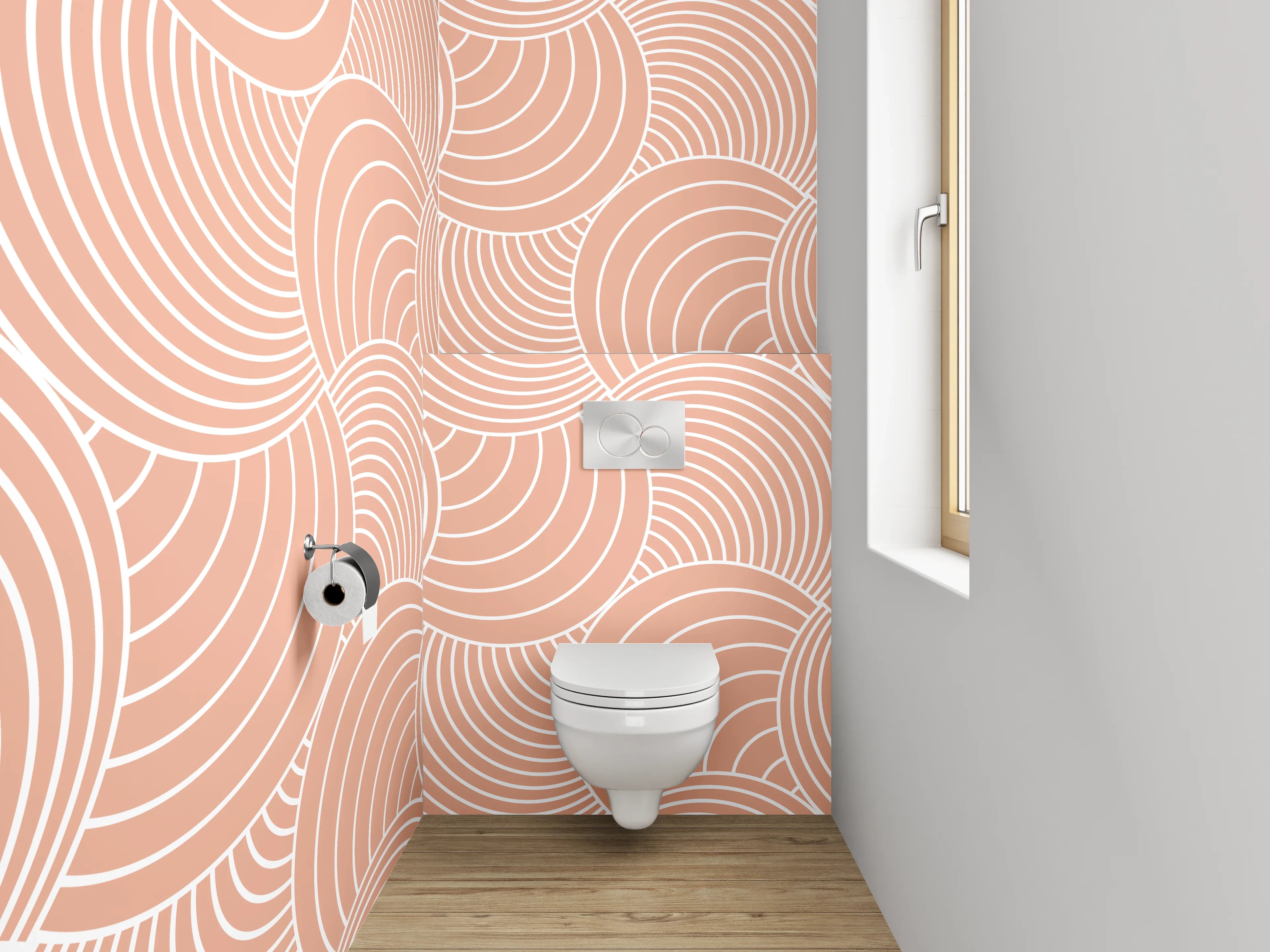 WC-Rückwand - Sanfte peachfarbene Wellenmuster