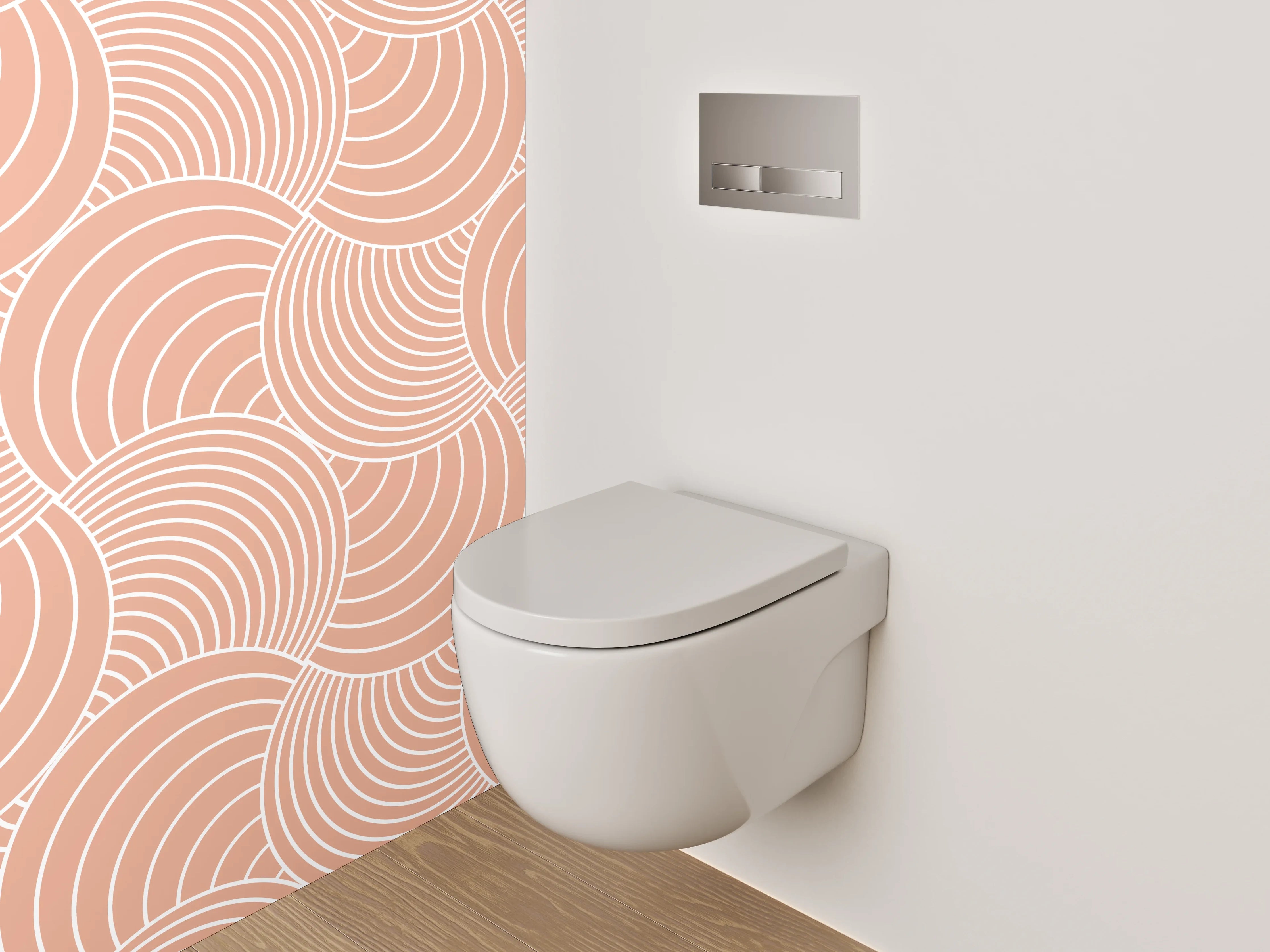 WC-Rückwand - Sanfte peachfarbene Wellenmuster
