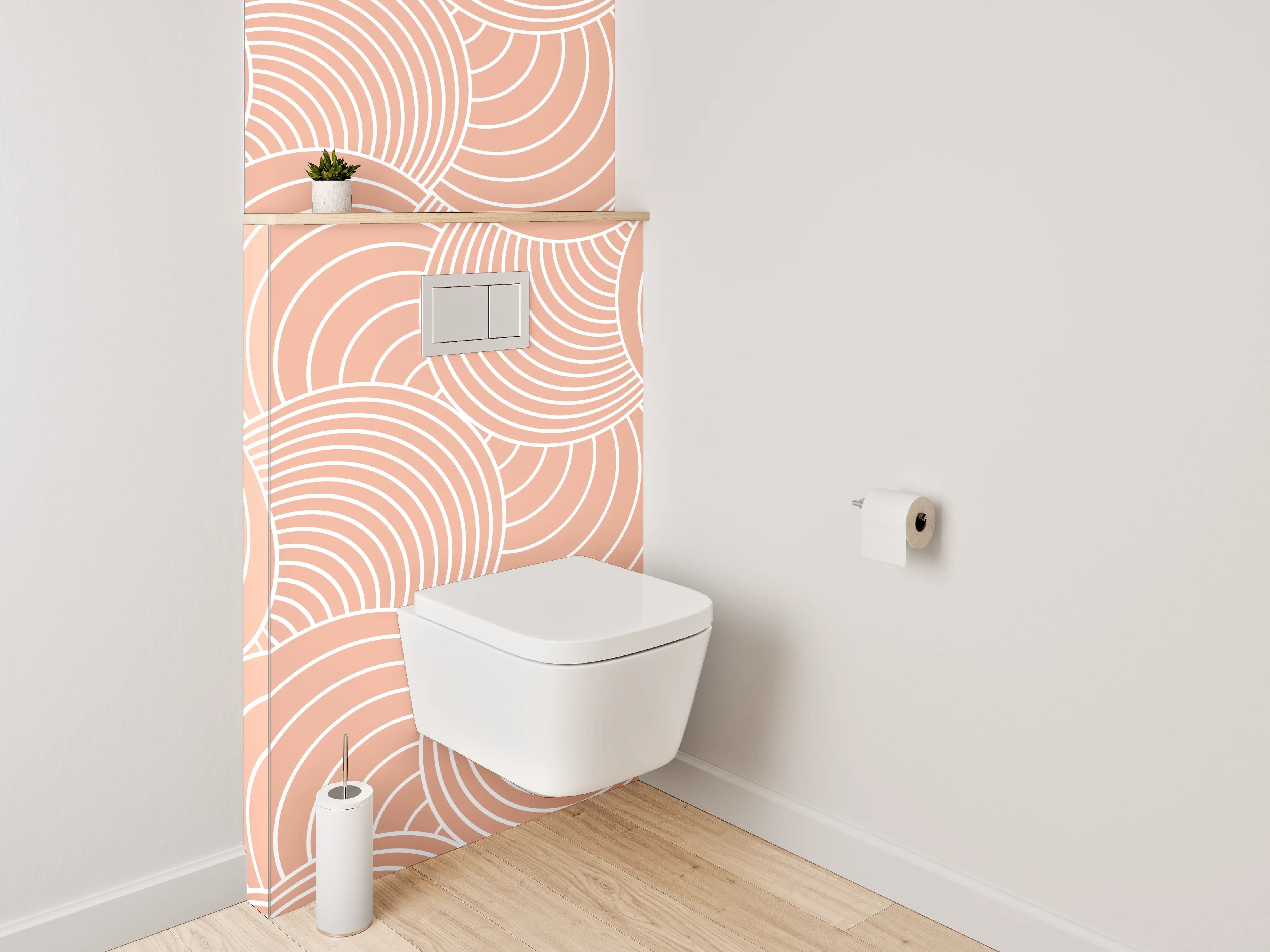 WC-Rückwand - Sanfte peachfarbene Wellenmuster