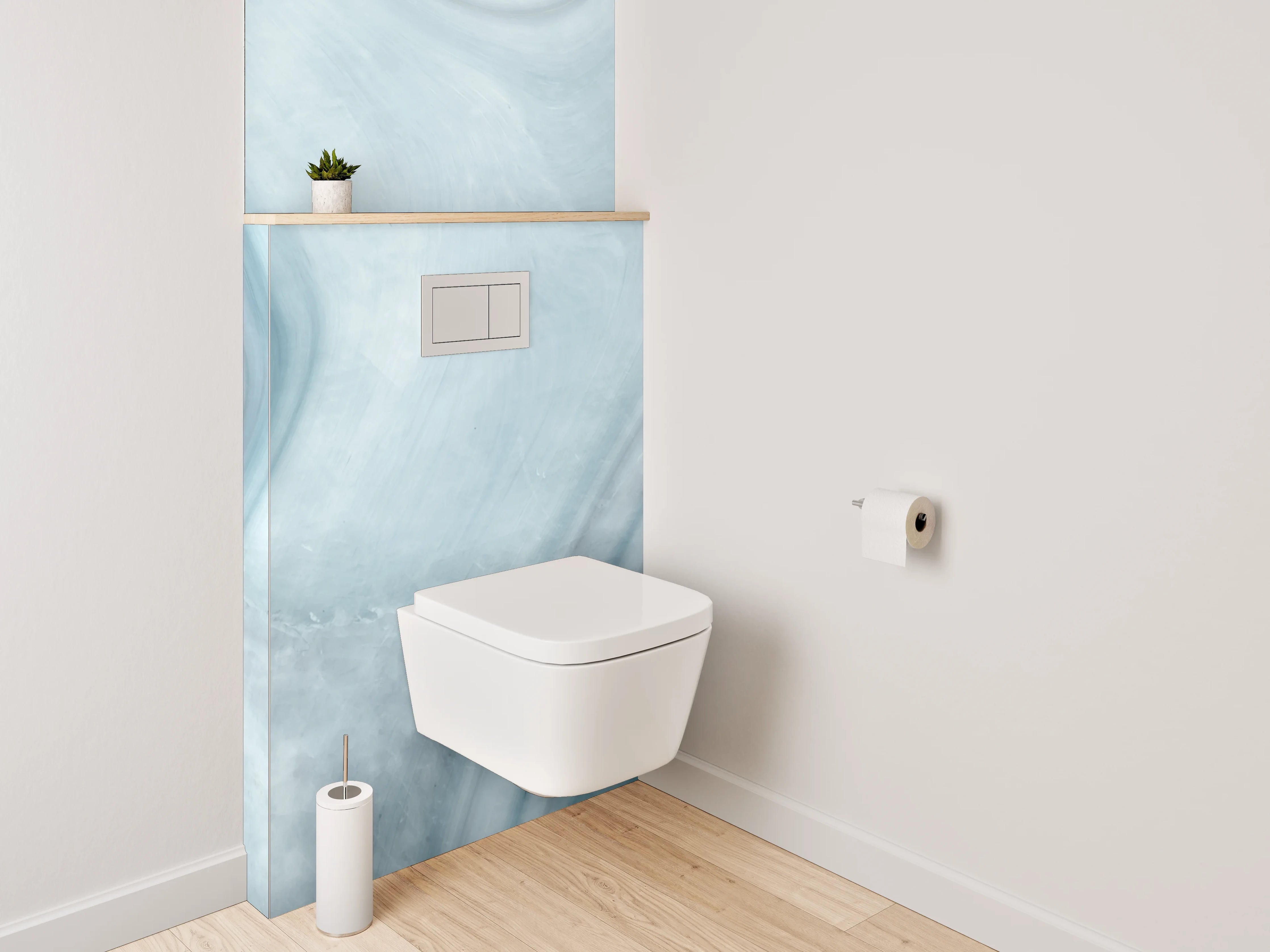 WC-Rückwand - Sanfter Grauschimmer auf weißem Marmor