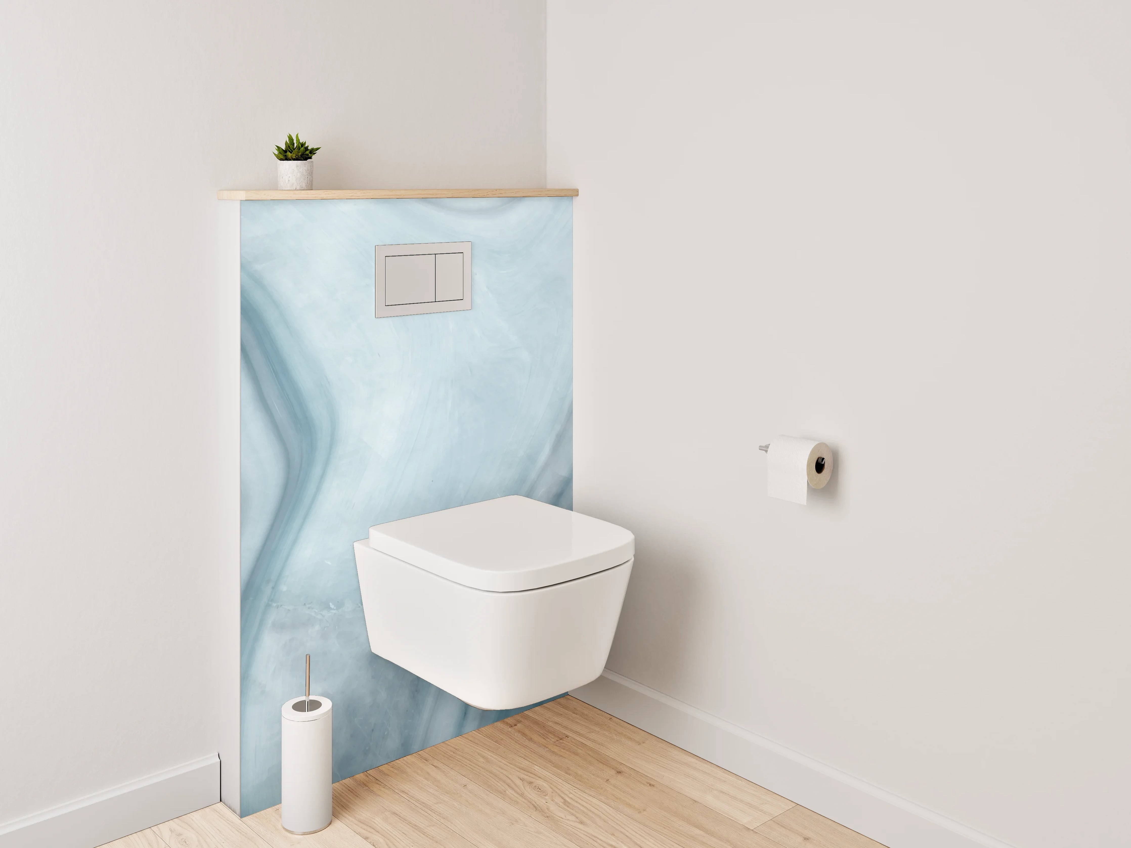 WC-Rückwand - Sanfter Grauschimmer auf weißem Marmor