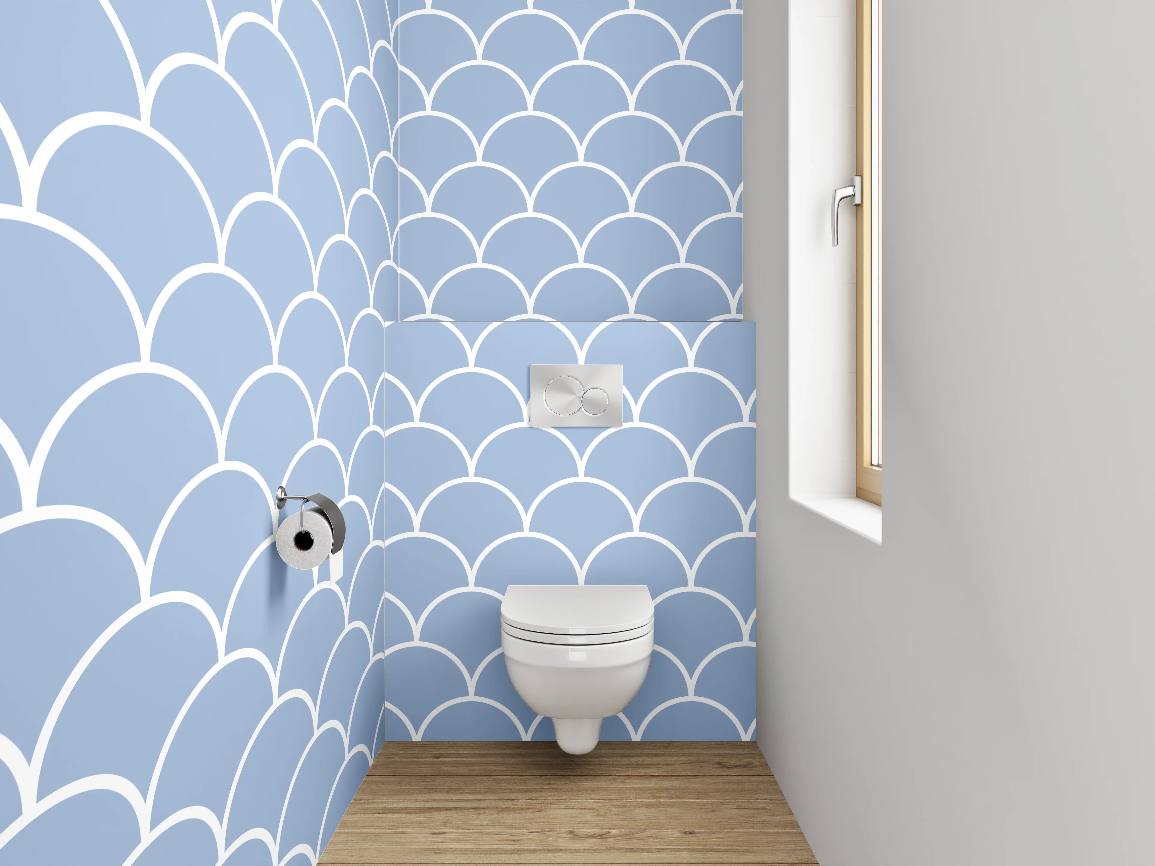 WC-Rückwand - Sanfter Himmel über Wellenmuster