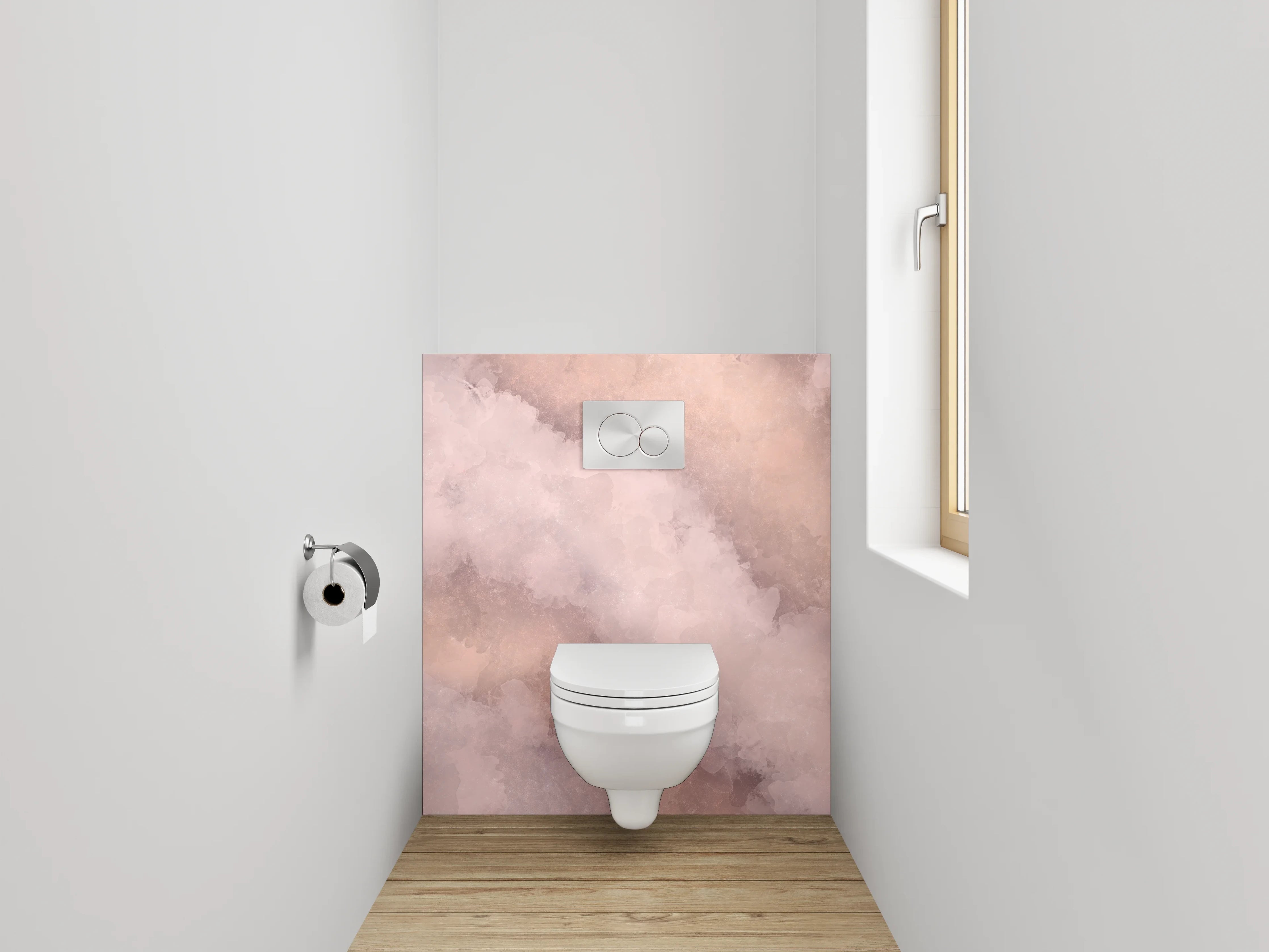 WC-Rückwand - Sanfter rosa Marmor Aquarell