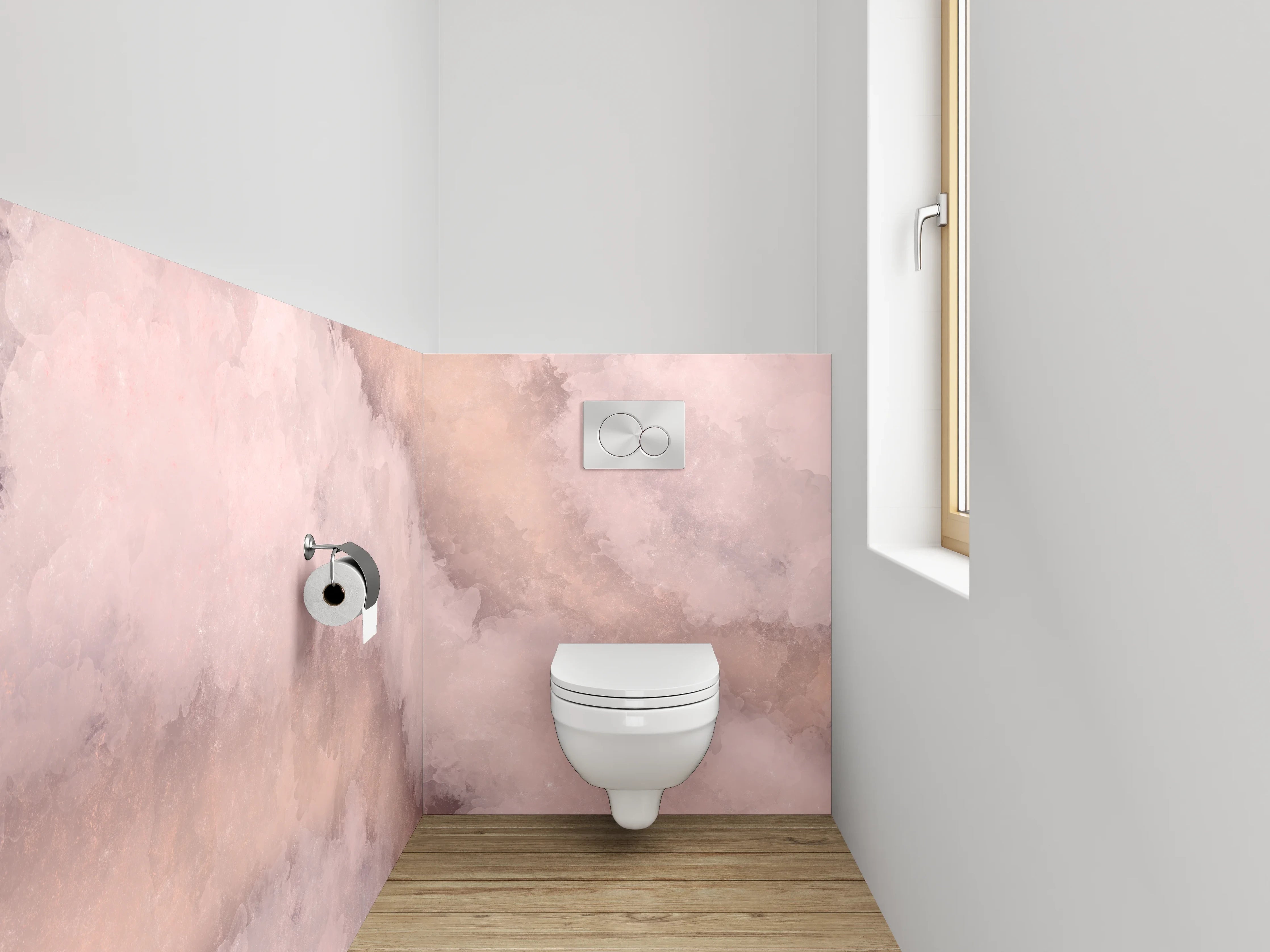 WC-Rückwand - Sanfter rosa Marmor Aquarell