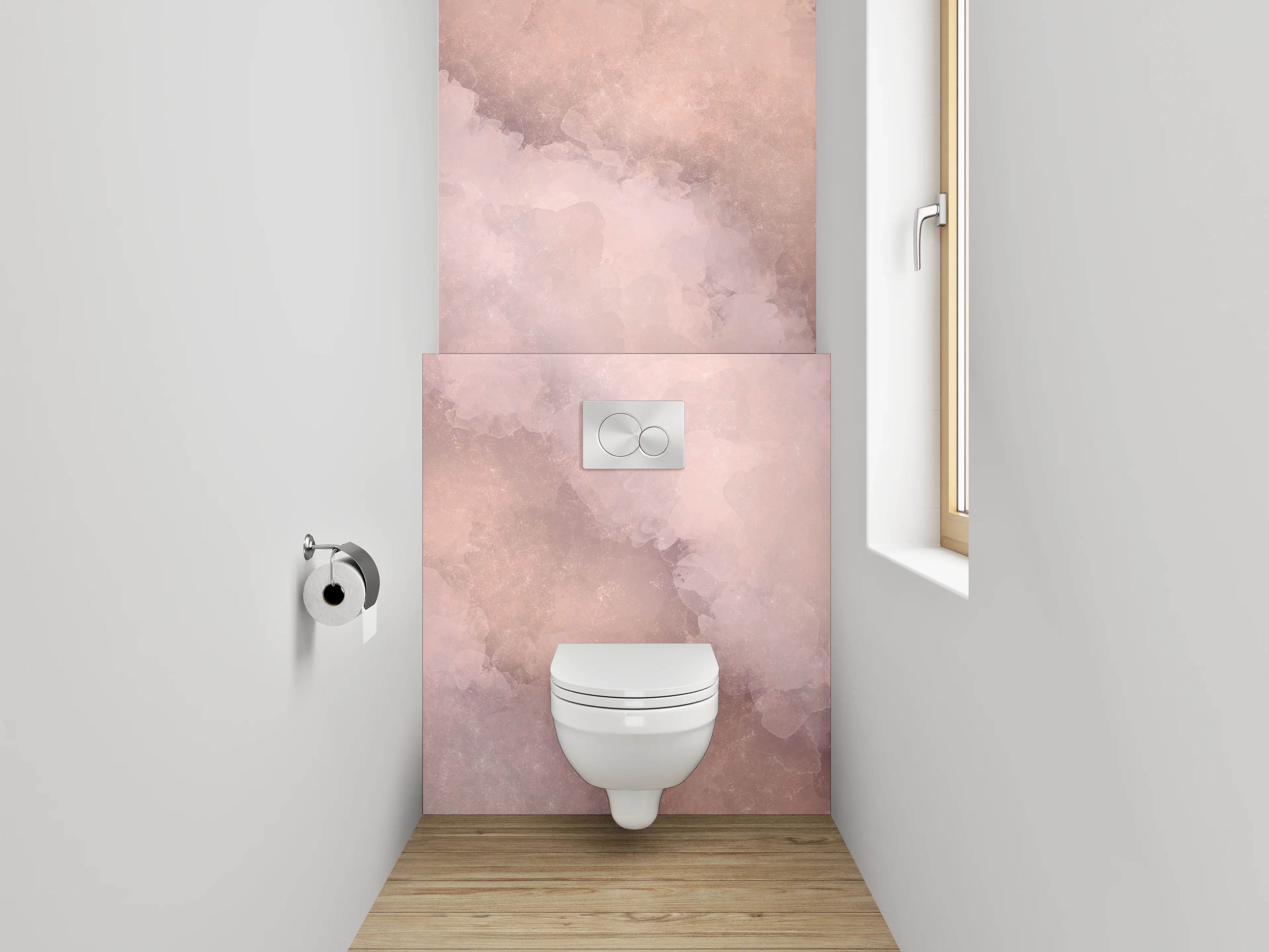 WC-Rückwand - Sanfter rosa Marmor Aquarell
