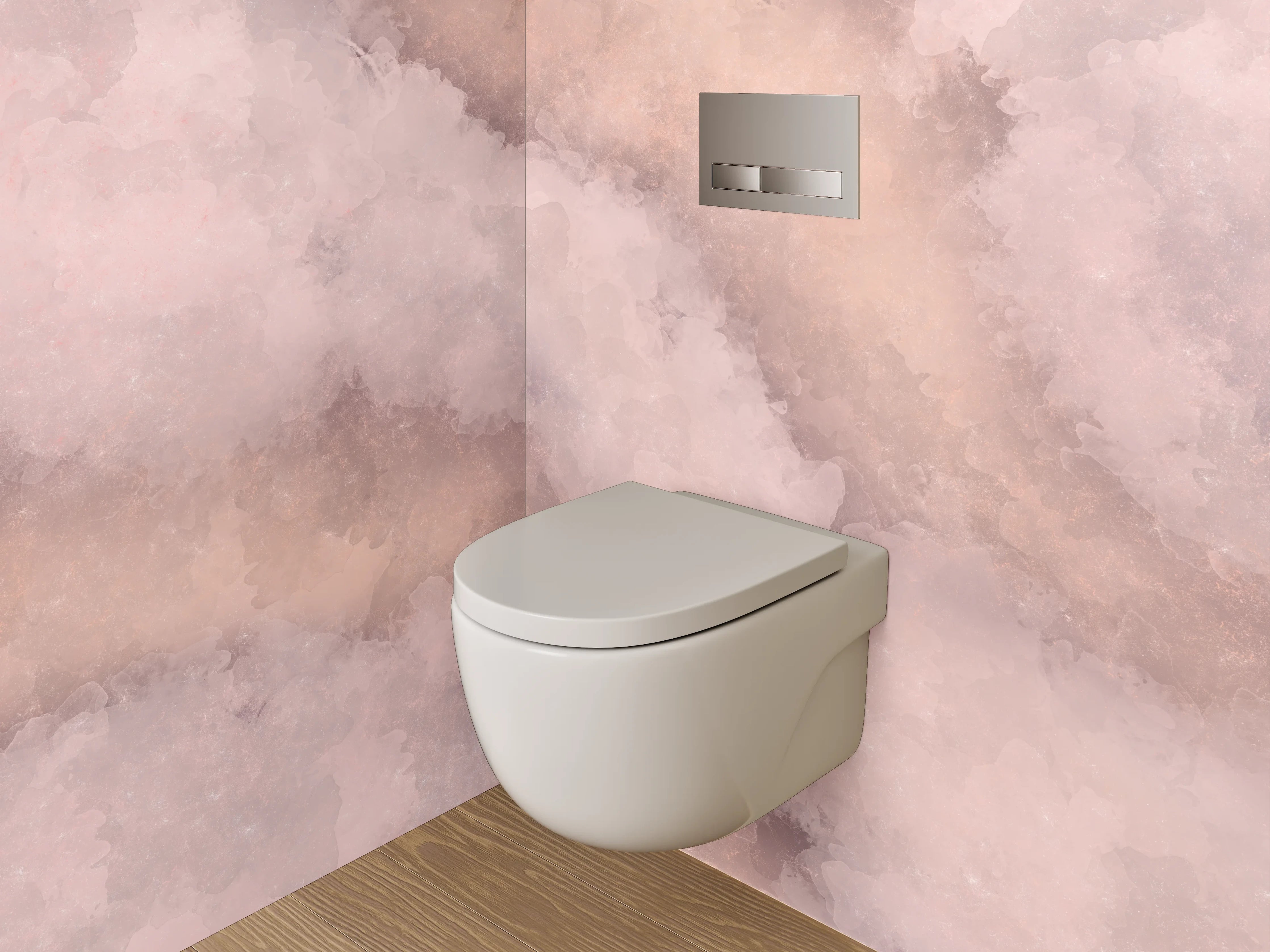 WC-Rückwand - Sanfter rosa Marmor Aquarell