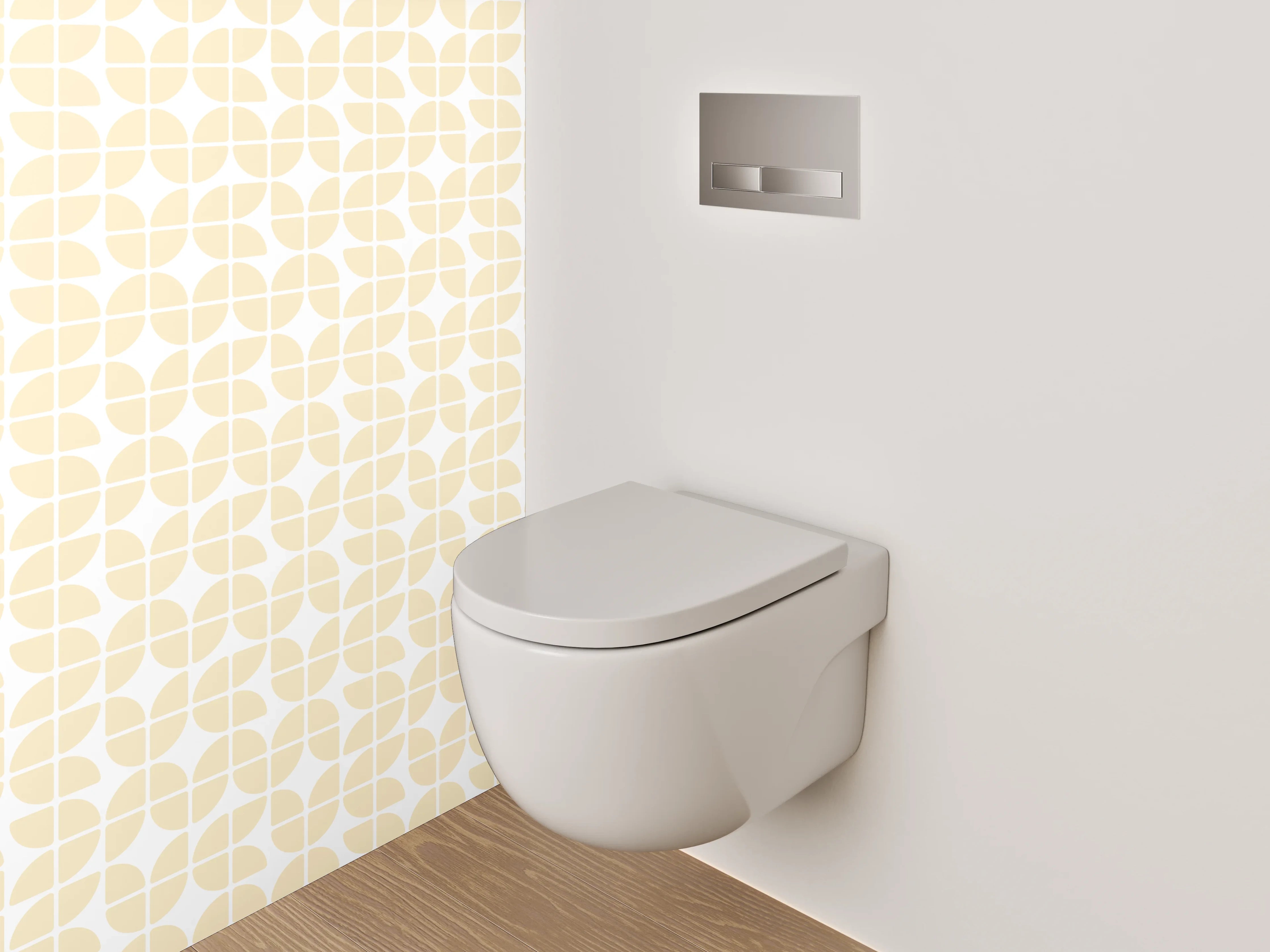 WC-Rückwand - Sanftes Gelb-Beige Aquarell Muster