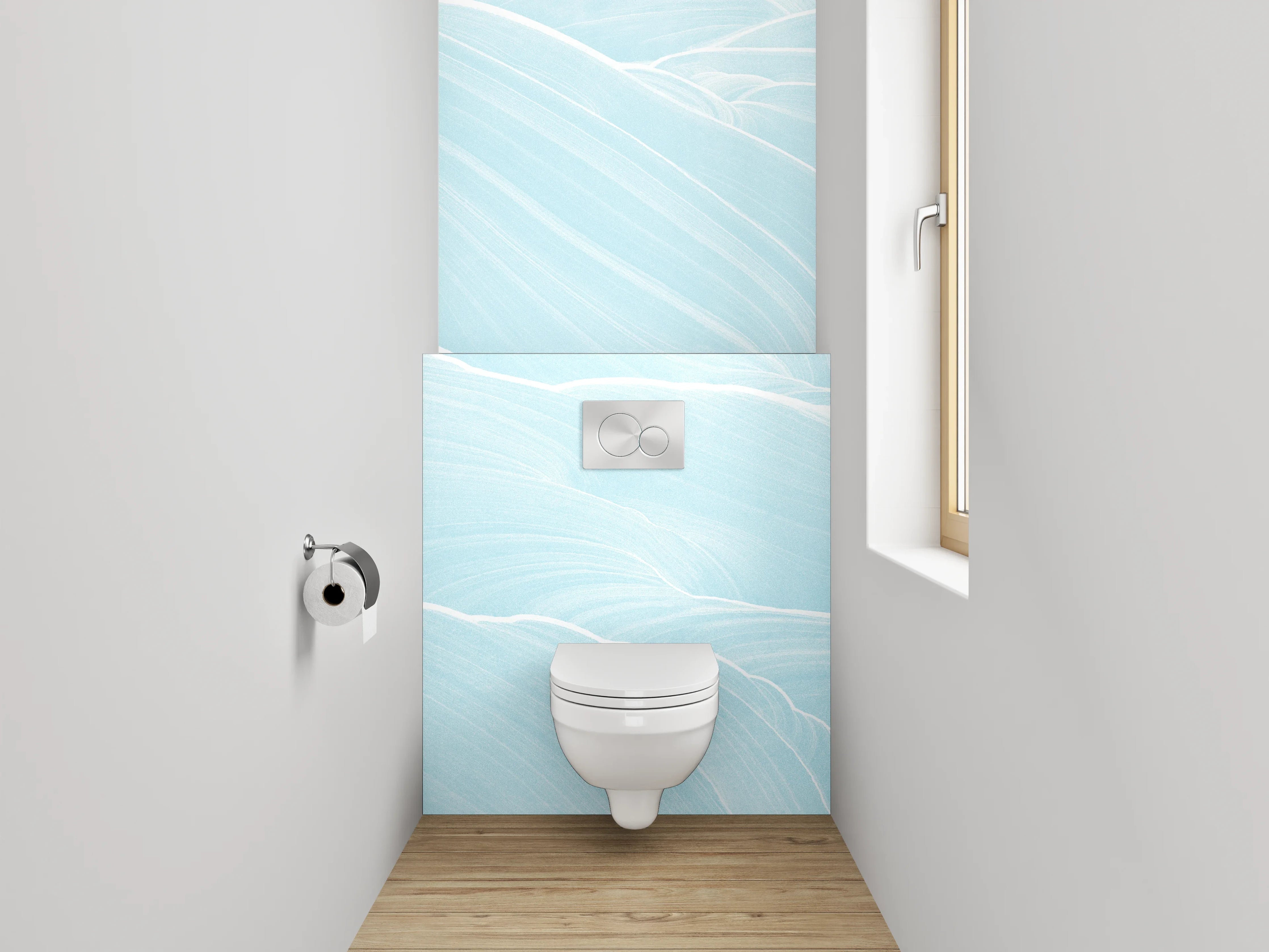 WC-Rückwand - Sanftes Wellenmuster in Hellblau