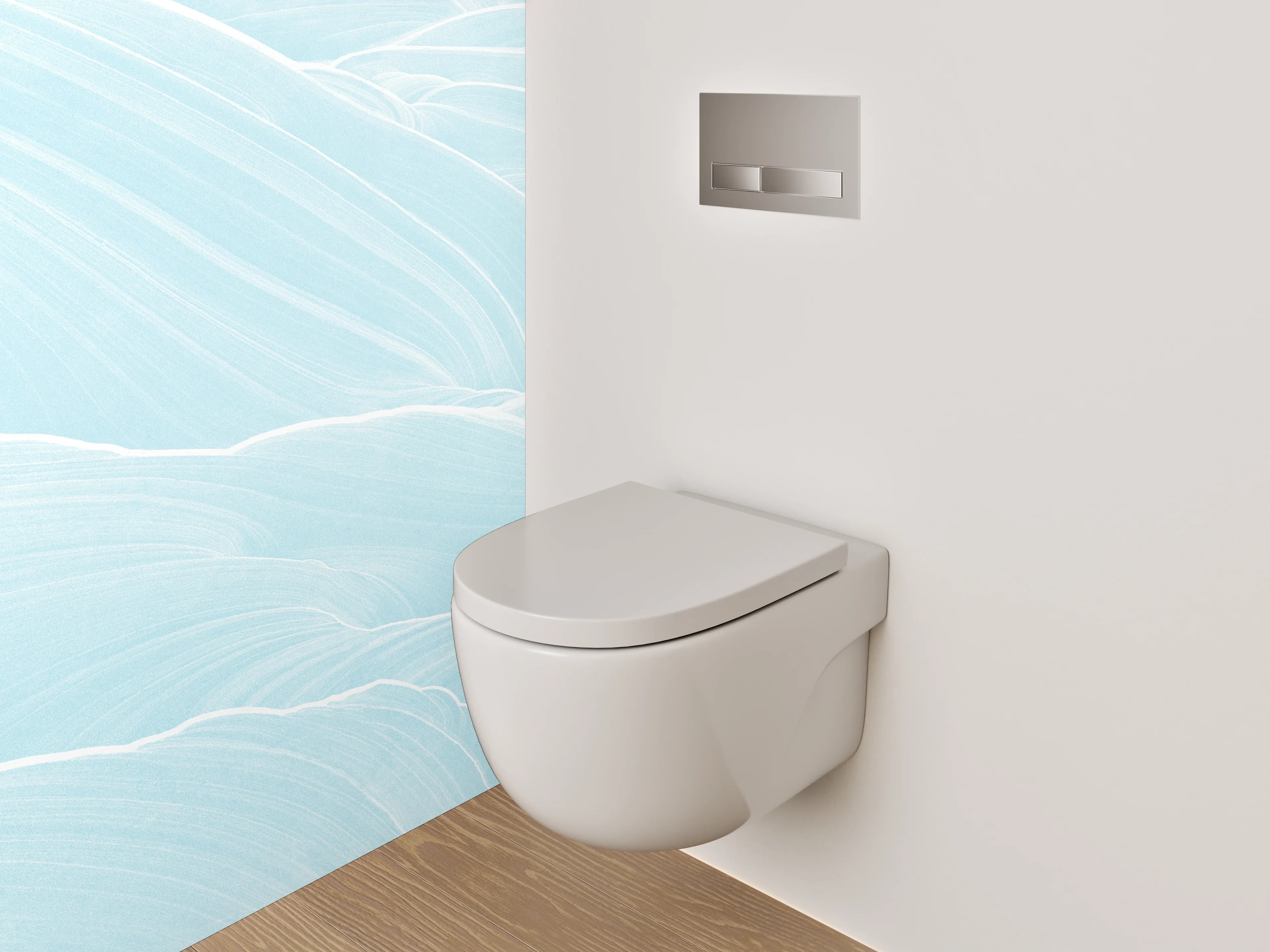 WC-Rückwand - Sanftes Wellenmuster in Hellblau