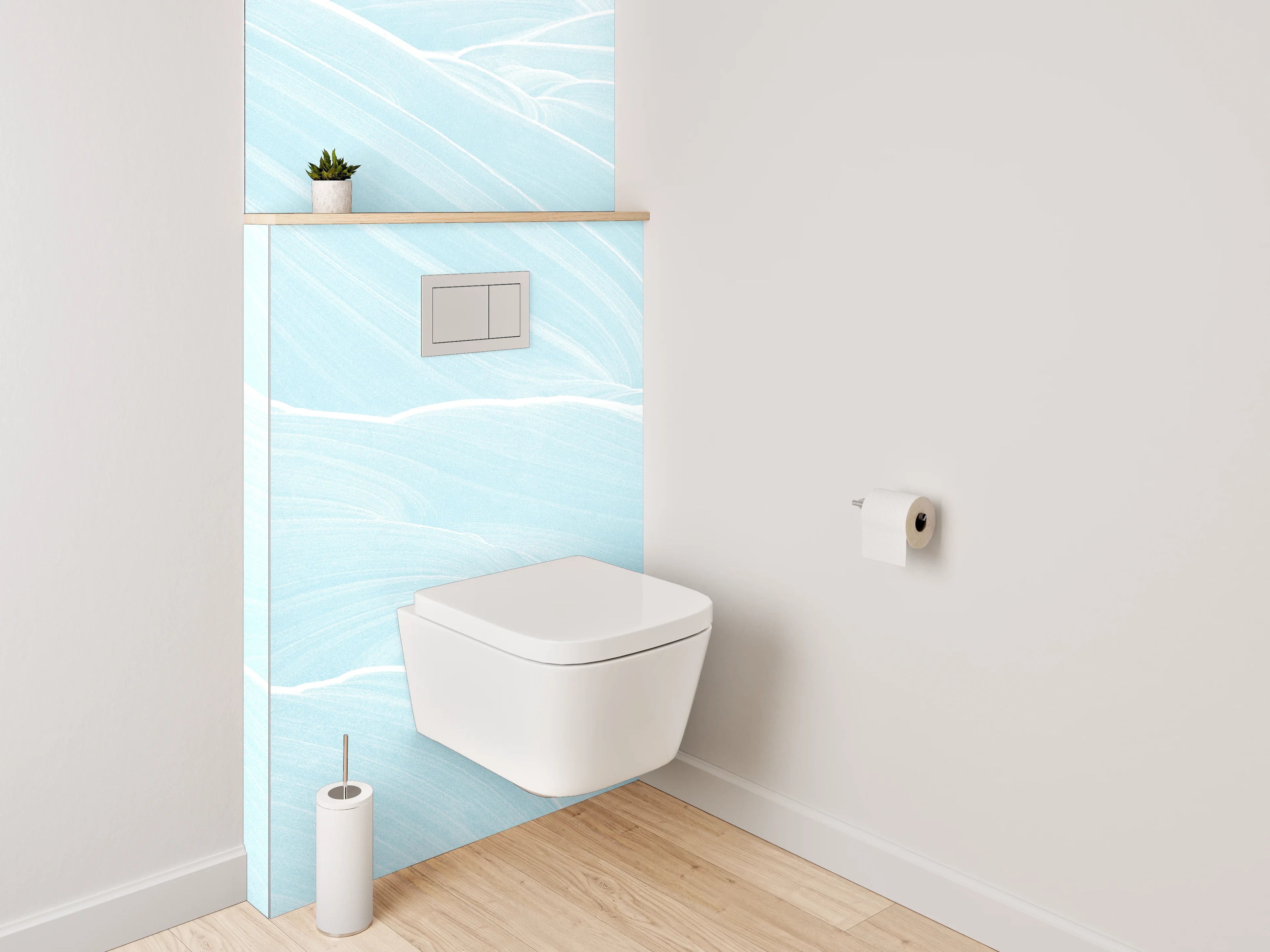 WC-Rückwand - Sanftes Wellenmuster in Hellblau
