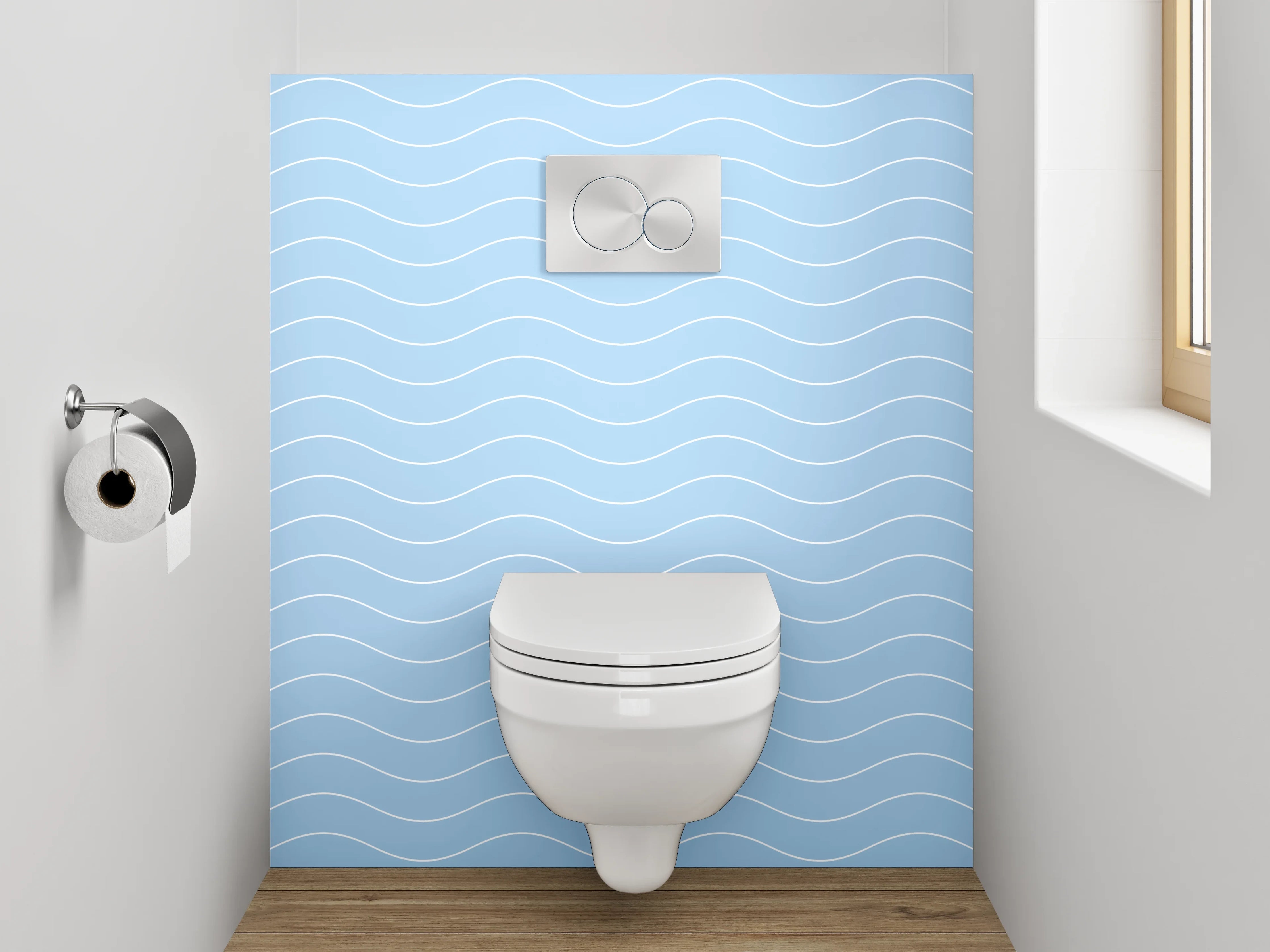 WC-Rückwand - Sanftes Wellenmuster in Himmelblau