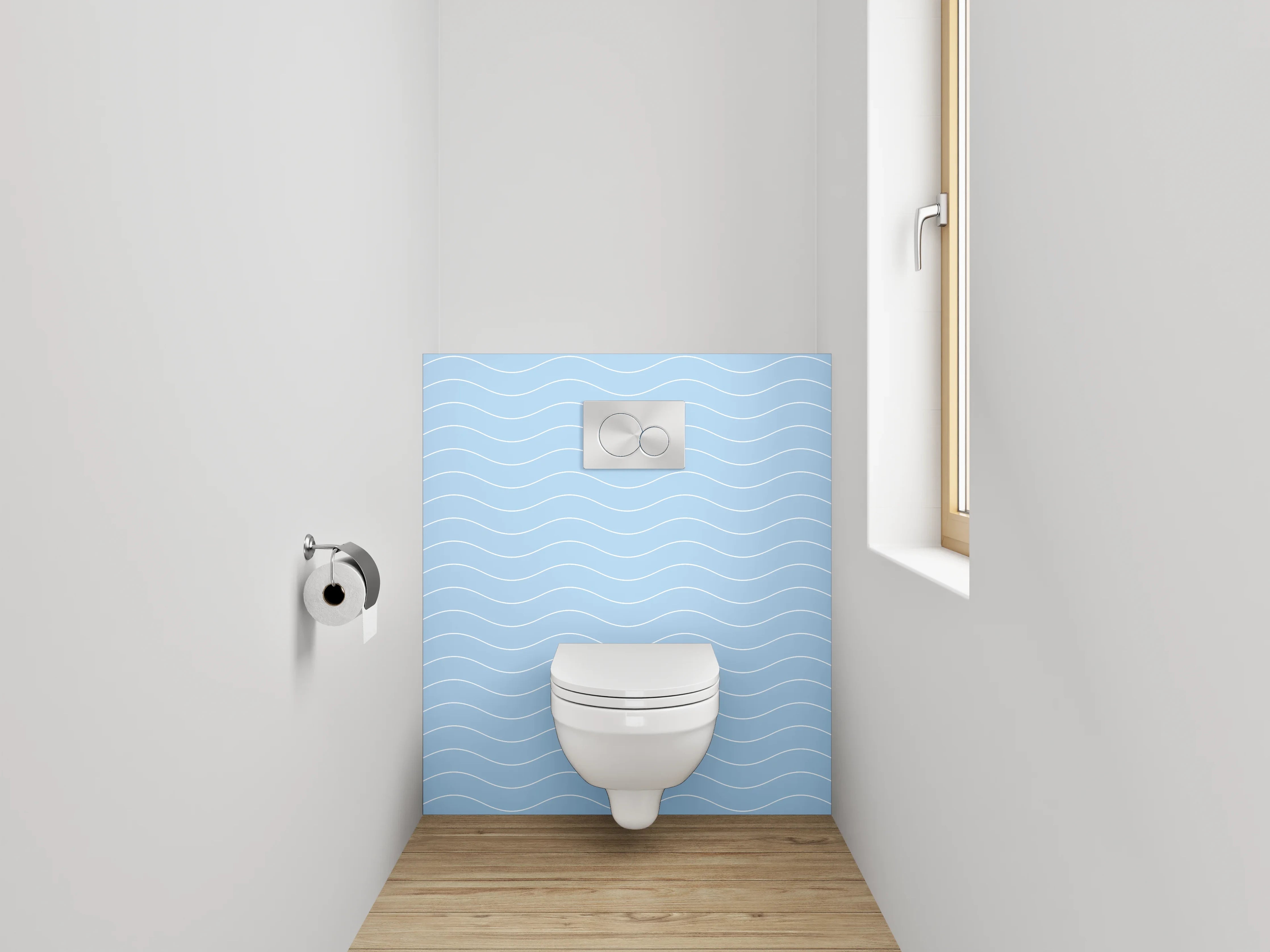 WC-Rückwand - Sanftes Wellenmuster in Himmelblau