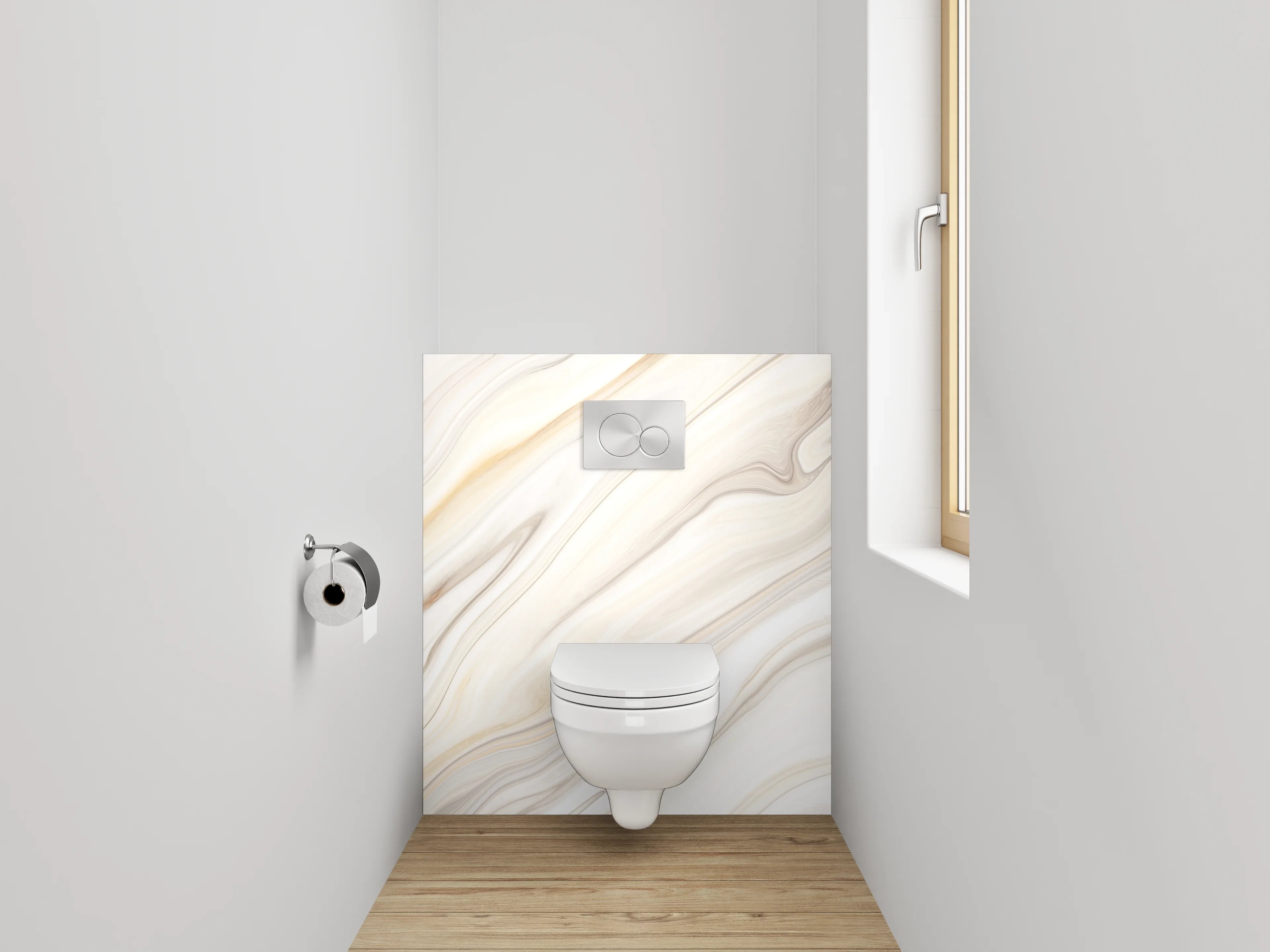 WC-Rückwand - Sanftgrauer Marmor in Weißoptik