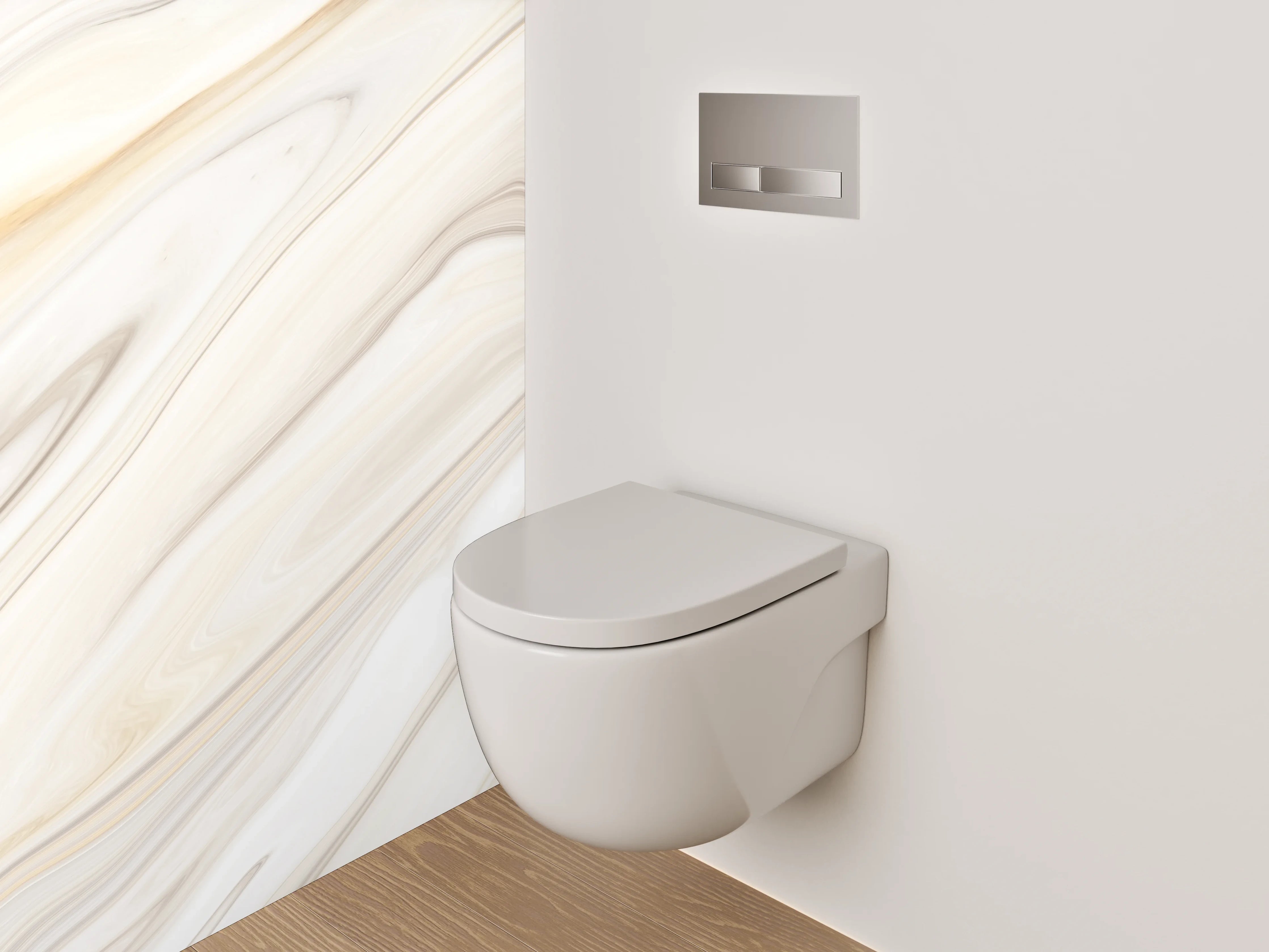 WC-Rückwand - Sanftgrauer Marmor in Weißoptik